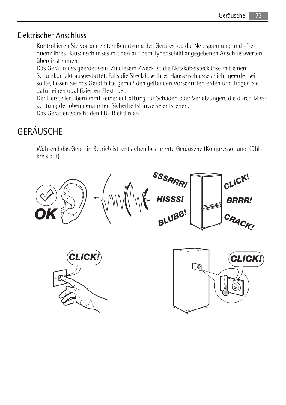 Geräusche, Click | AEG SKS68240F0 User Manual | Page 73 / 76