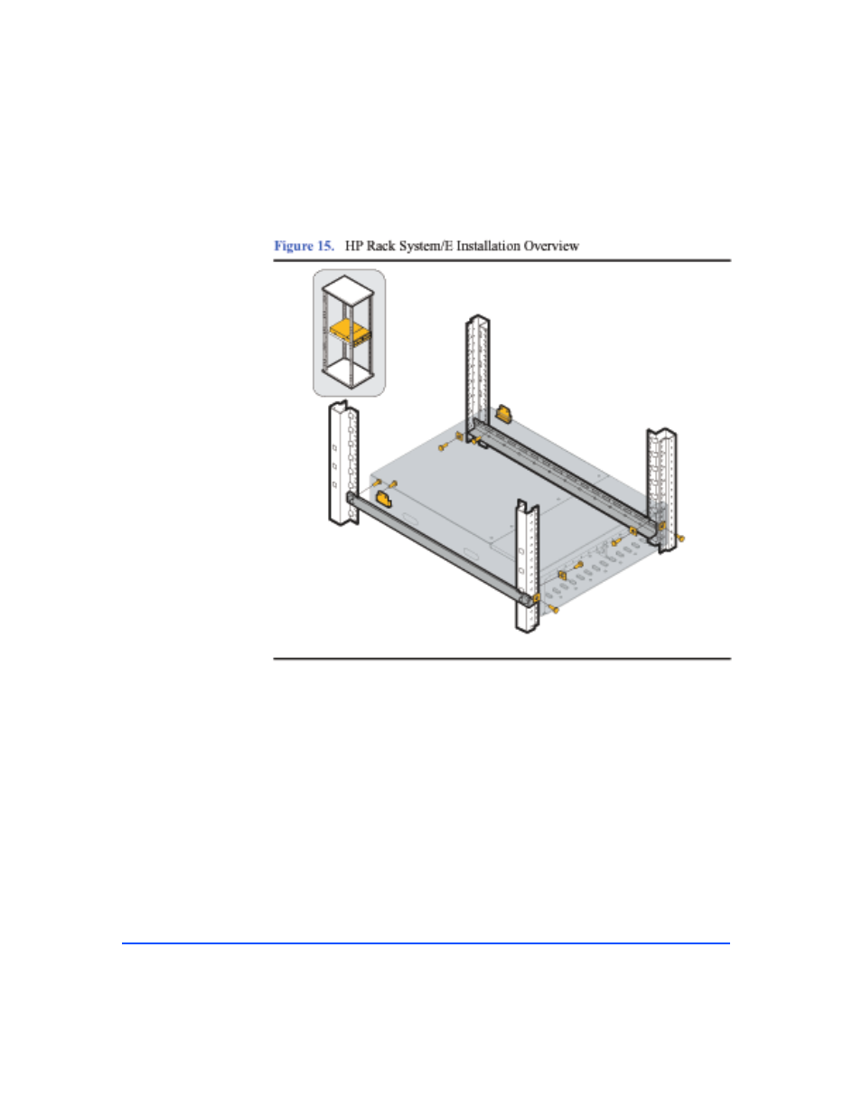 Figure 15, Hp rack system/e installation overview 42 | HP StorageWorks 2405 Disk System User Manual | Page 42 / 144