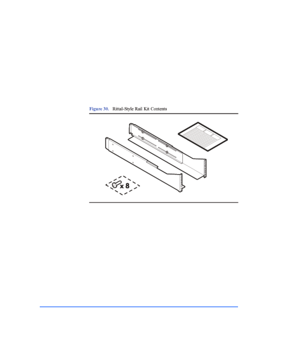 Figure 30, Rittal-style rail kit contents 56 | HP StorageWorks 2405 Disk System User Manual | Page 56 / 144