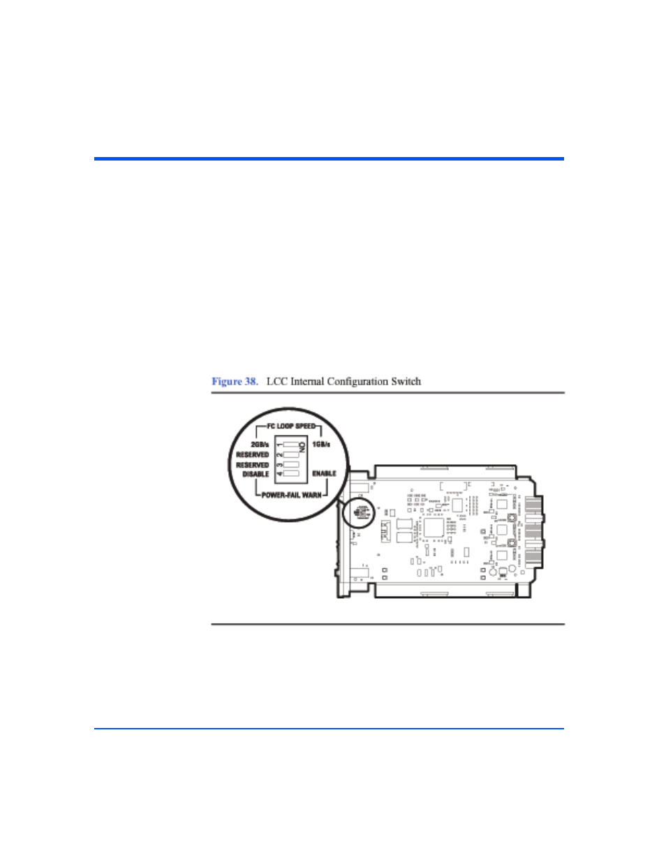 Step 4: configure lccs, Step 4: configure lccs 64, Figure 38 | Lcc internal configuration switch 64 | HP StorageWorks 2405 Disk System User Manual | Page 64 / 144