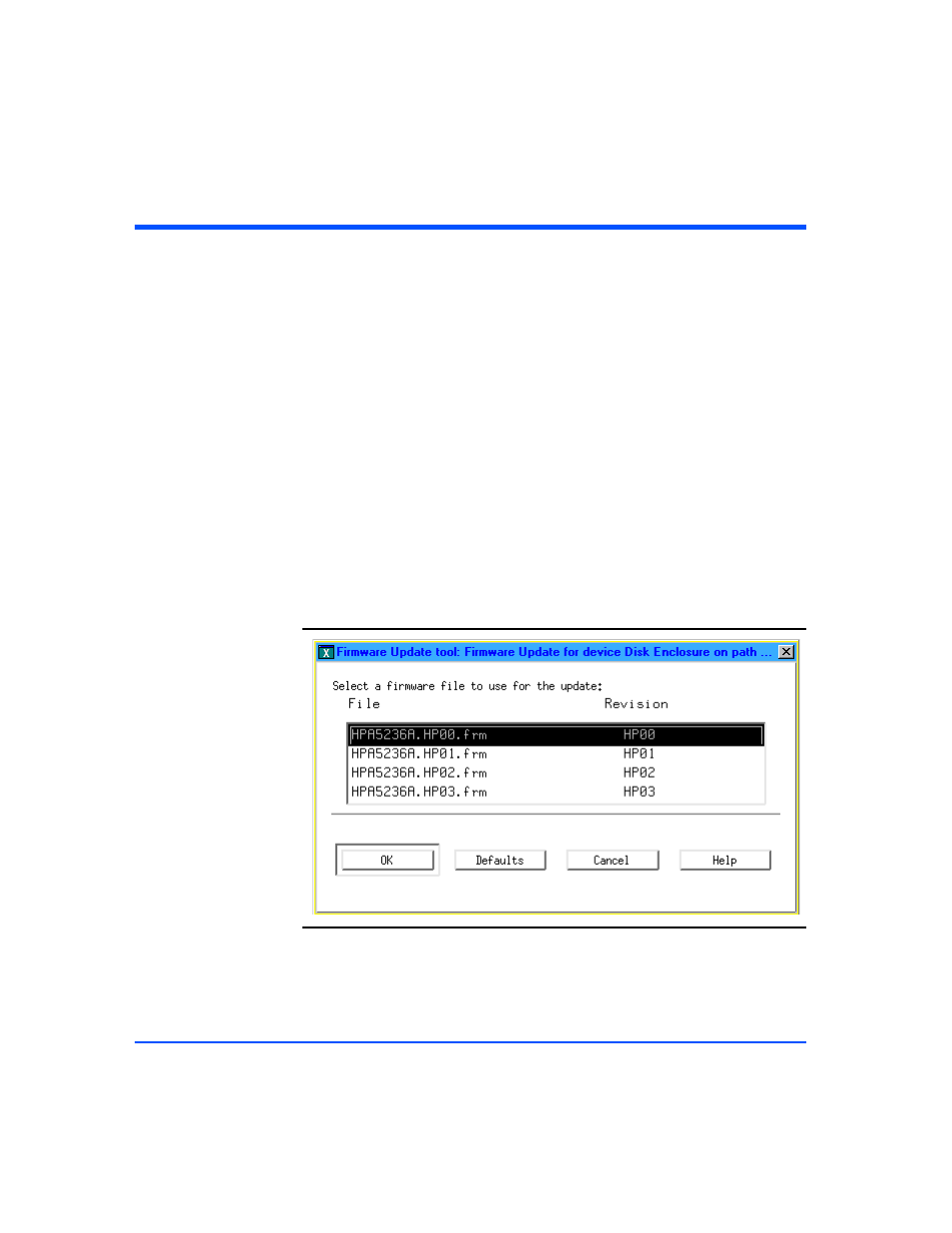 Updating firmware (hp-qualified only), Updating firmware (hp-qualified only) 90, Figure 51 | Firmware file selection window 90 | HP StorageWorks 2405 Disk System User Manual | Page 90 / 144