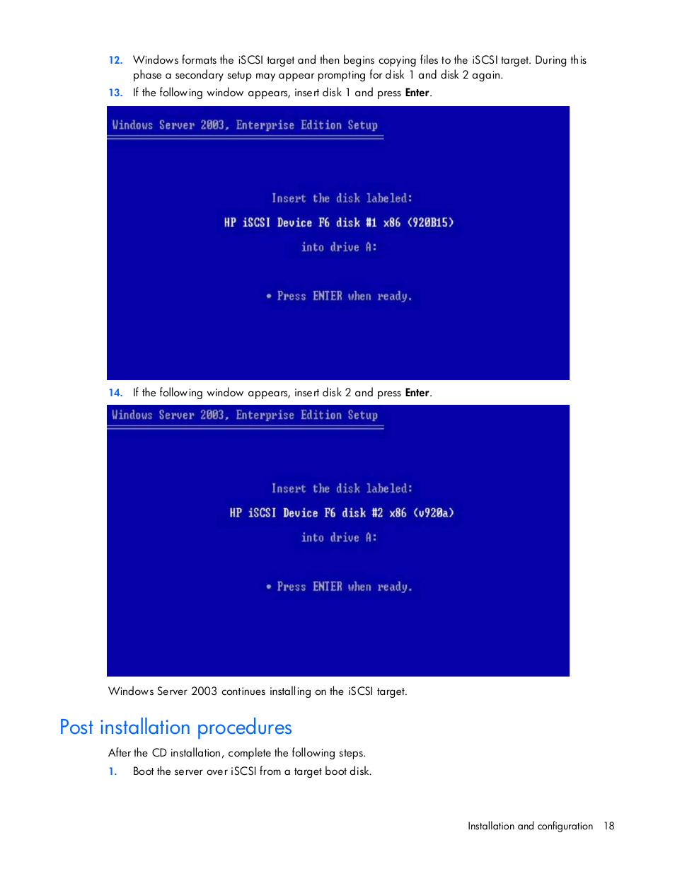 Post installation procedures | HP NC374m PCI Express Dual Port Multifunction Gigabit Server Adapter User Manual | Page 18 / 26