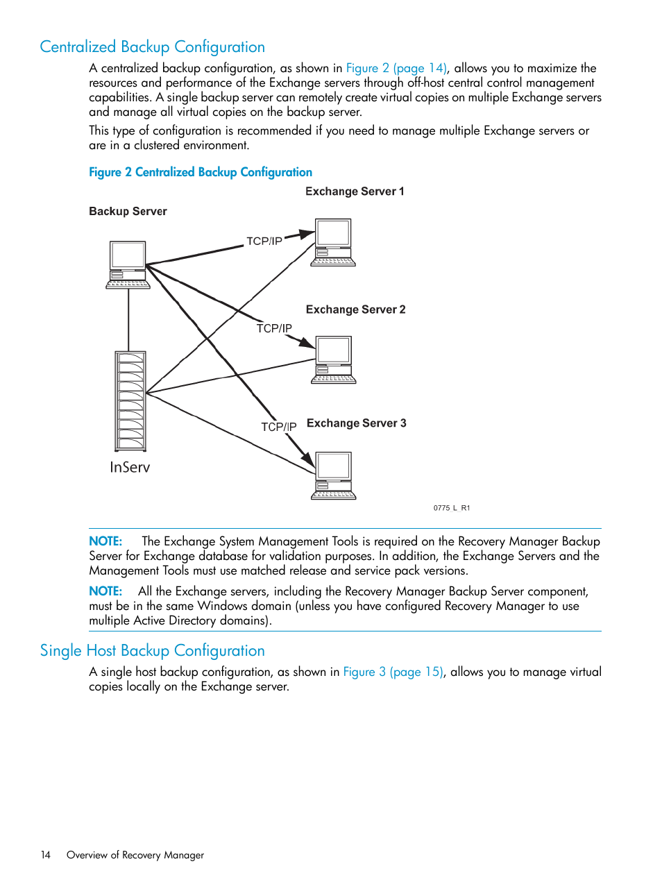 Centralized backup configuration, Single host backup configuration | HP 3PAR Recovery Manager Software for VMware vSphere Licenses User Manual | Page 14 / 119