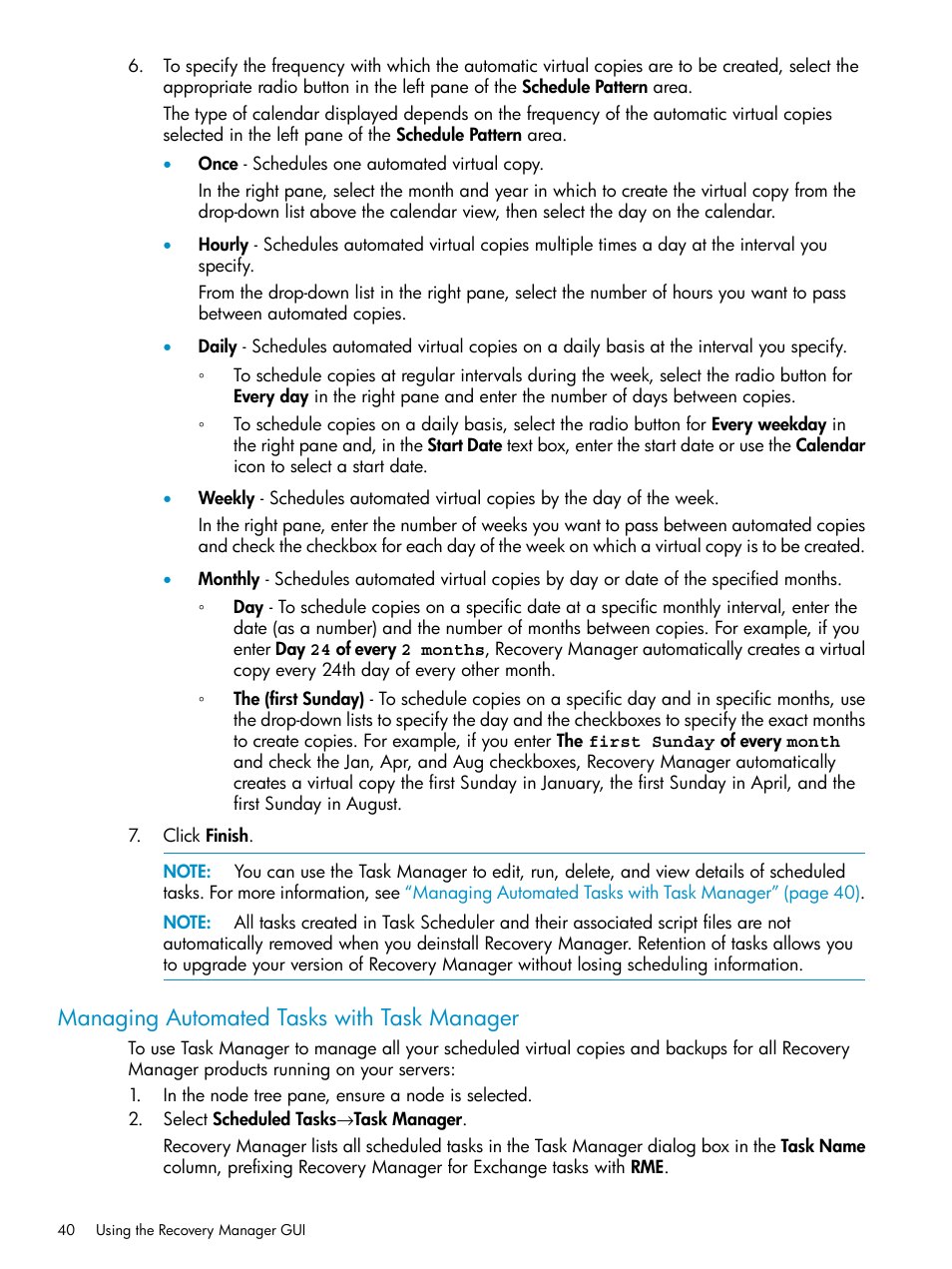 Managing automated tasks with task manager | HP 3PAR Recovery Manager Software for VMware vSphere Licenses User Manual | Page 40 / 119