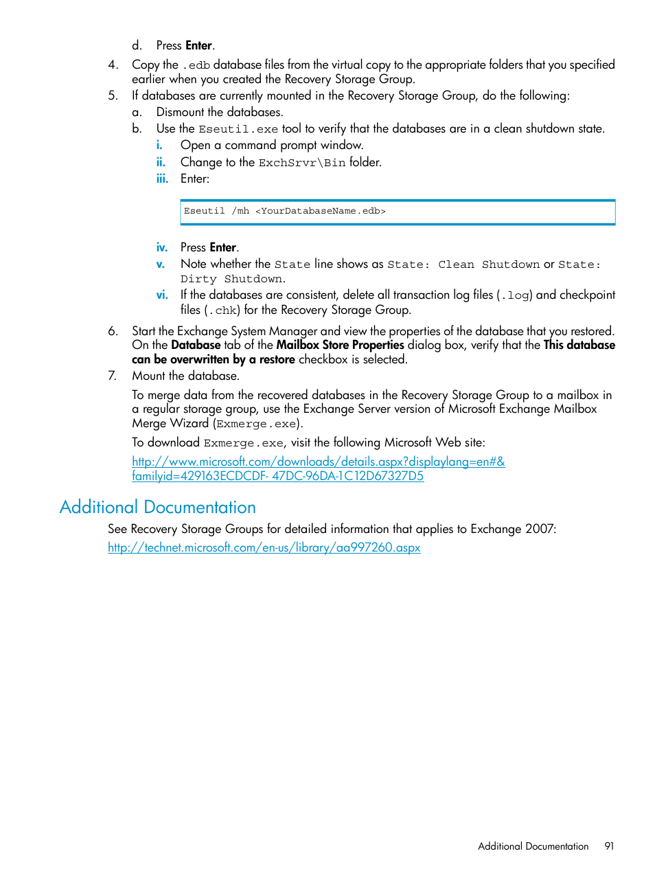 Additional documentation | HP 3PAR Recovery Manager Software for VMware vSphere Licenses User Manual | Page 91 / 119