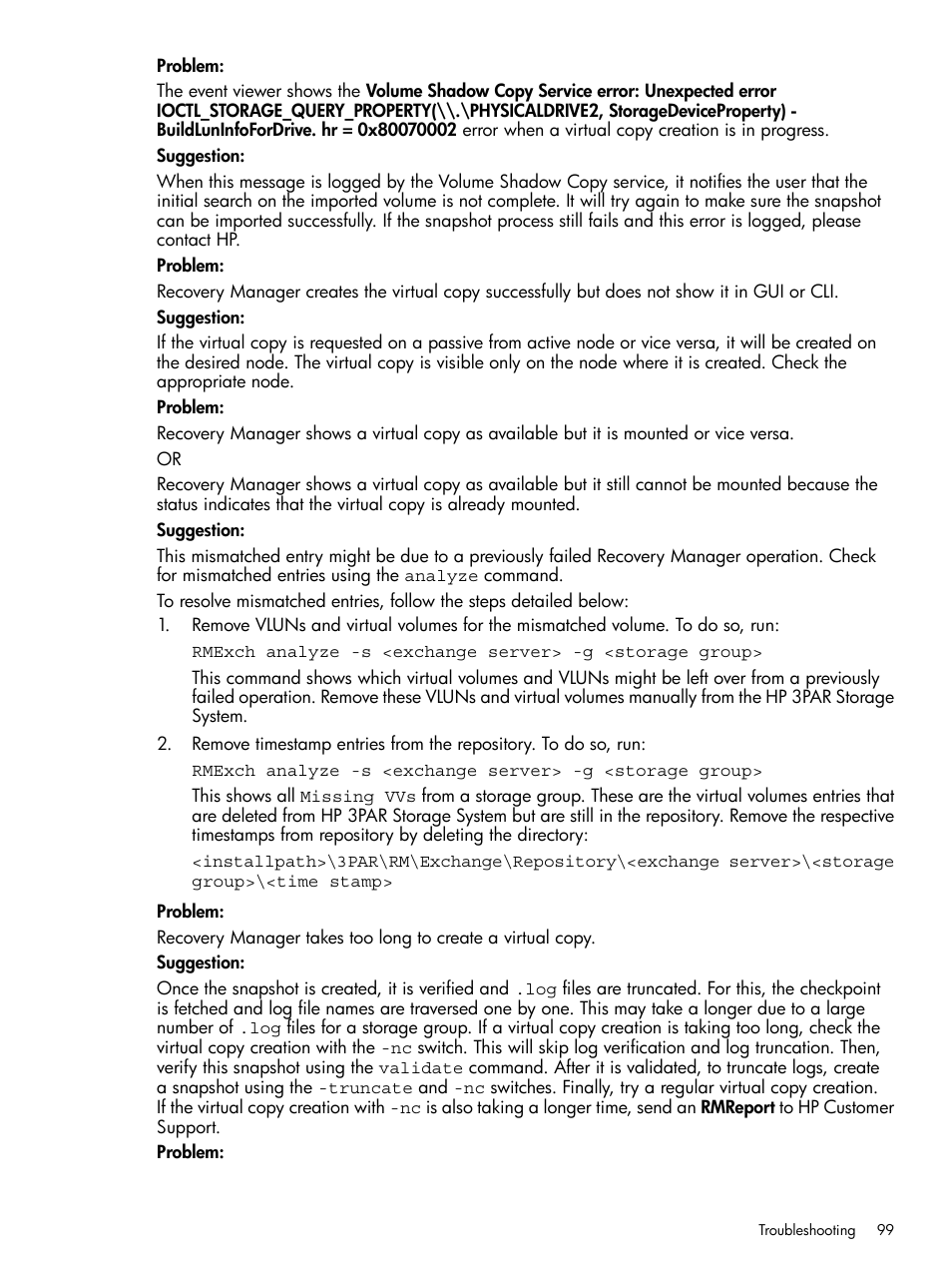 HP 3PAR Recovery Manager Software for VMware vSphere Licenses User Manual | Page 99 / 119