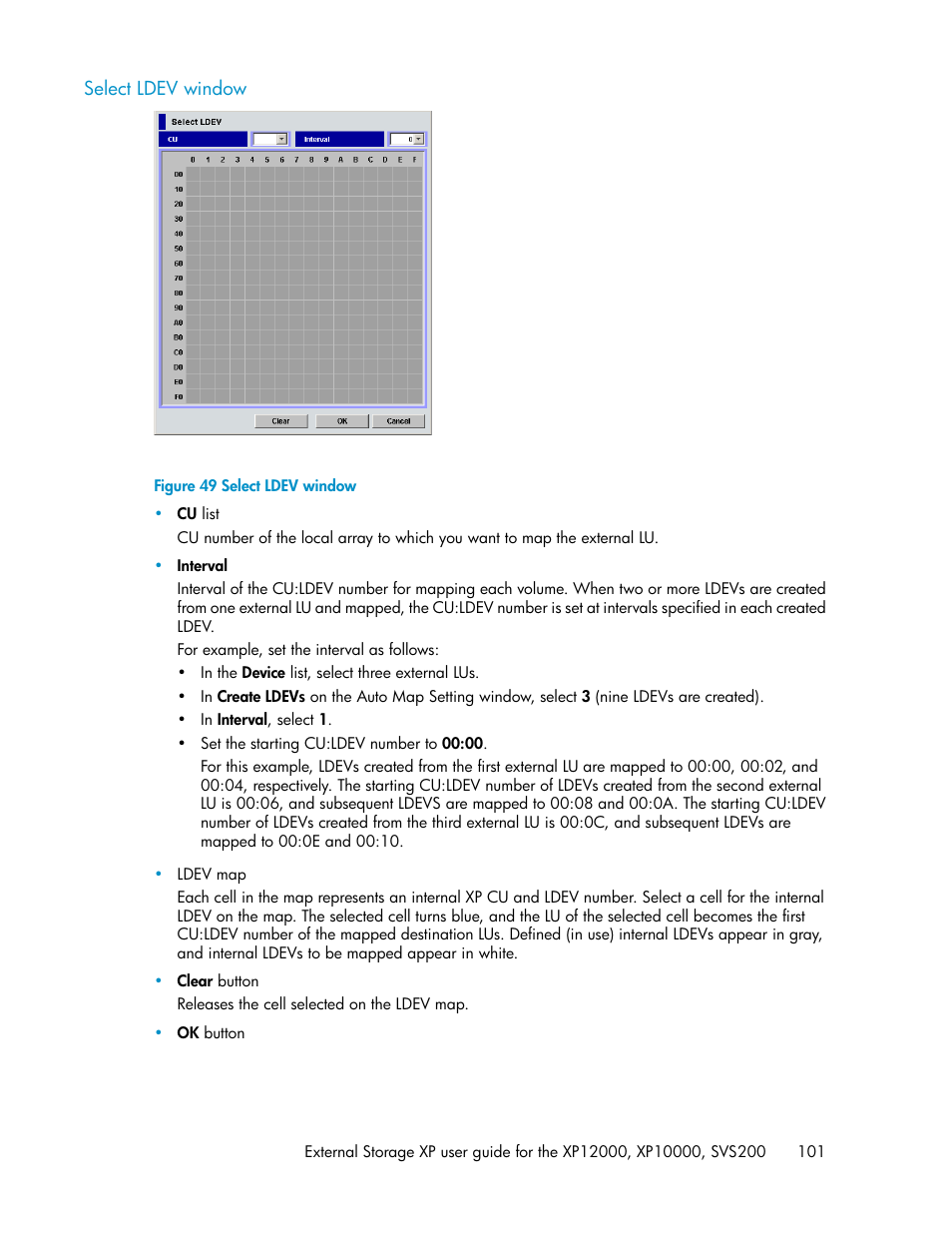 Select ldev window, Figure 49 | HP XP External Storage Software User Manual | Page 101 / 200