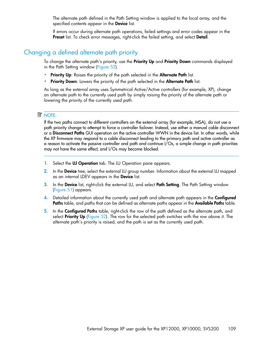 Changing a defined alternate path priority | HP XP External Storage Software User Manual | Page 109 / 200