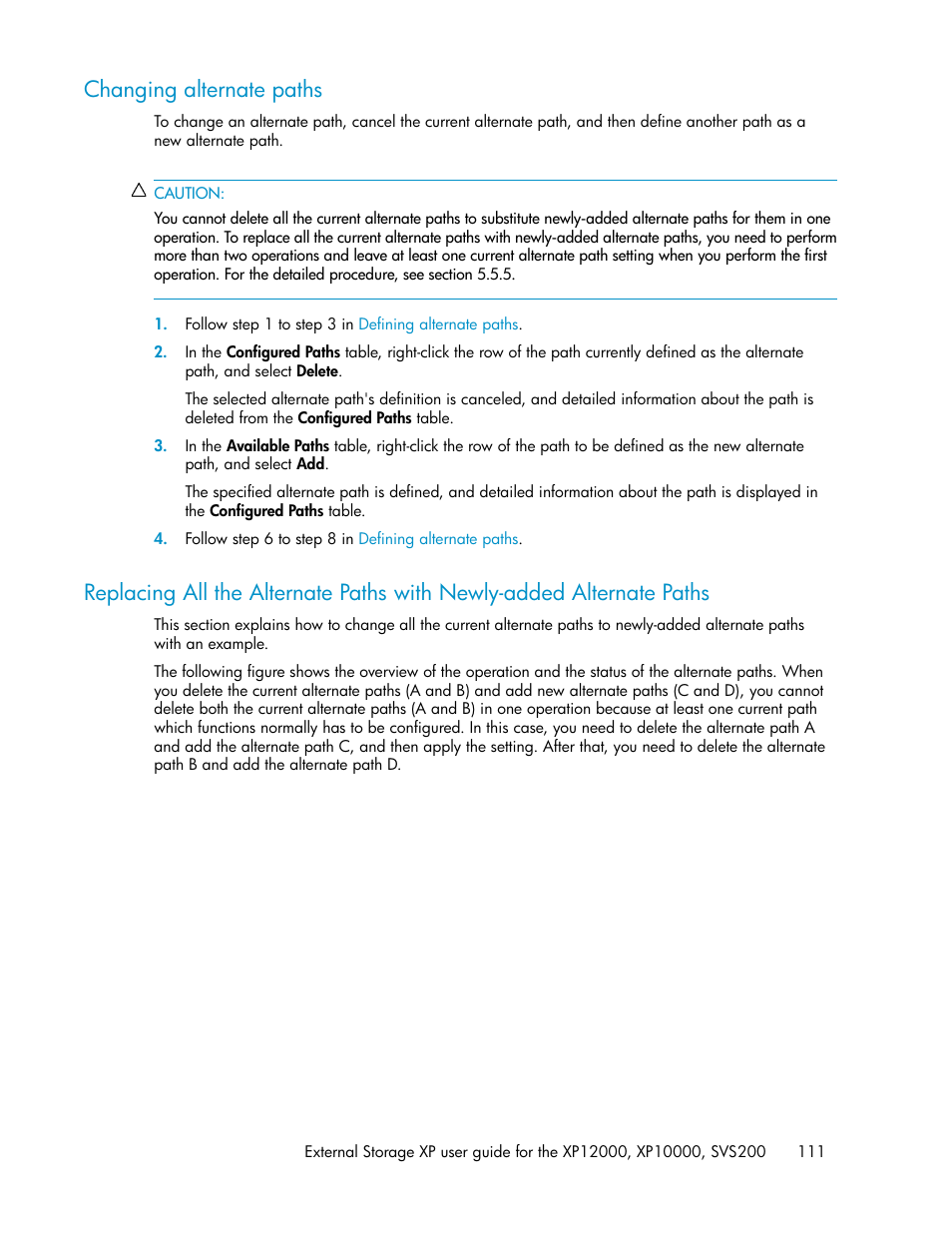 Changing alternate paths | HP XP External Storage Software User Manual | Page 111 / 200