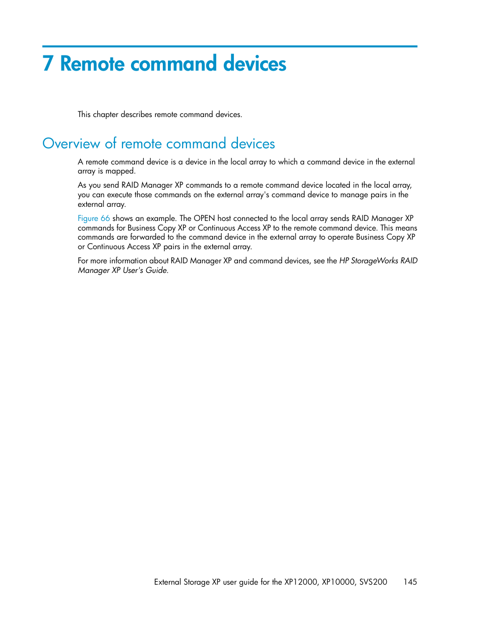 7 remote command devices, Overview of remote command devices | HP XP External Storage Software User Manual | Page 145 / 200