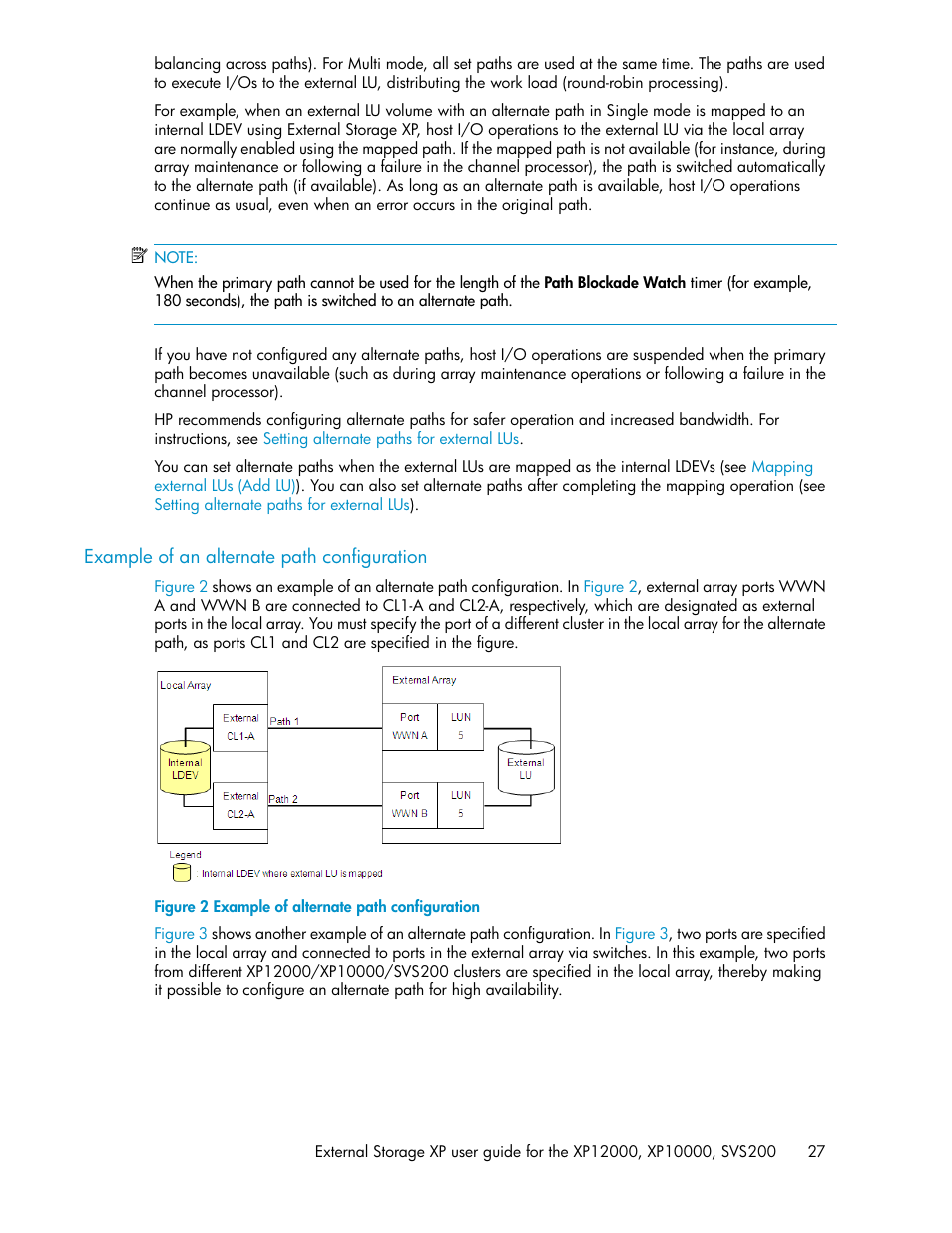 Example of an alternate path configuration, Example of alternate path configuration | HP XP External Storage Software User Manual | Page 27 / 200