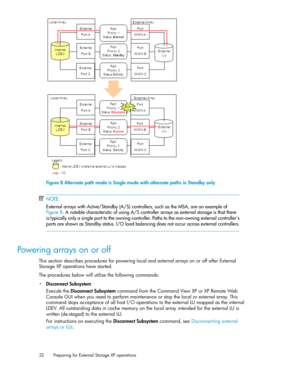 Powering arrays on or off, Figure 8, Ther | HP XP External Storage Software User Manual | Page 32 / 200