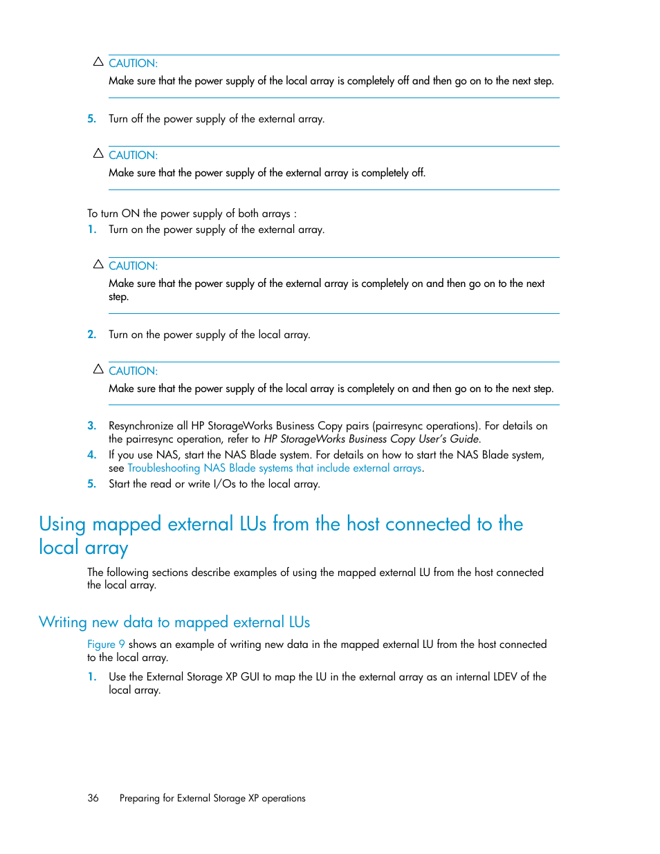 Writing new data to mapped external lus | HP XP External Storage Software User Manual | Page 36 / 200