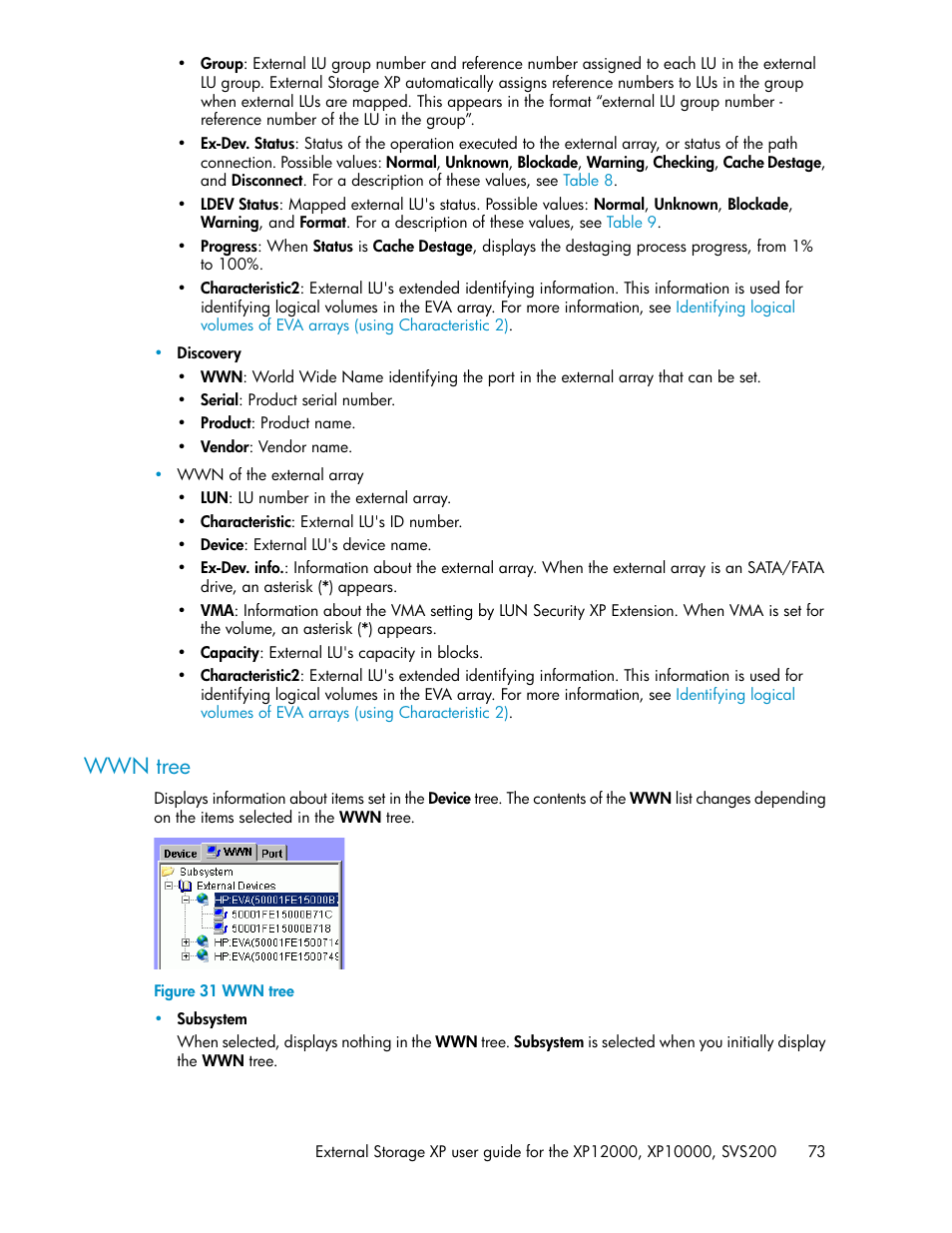 Wwn tree | HP XP External Storage Software User Manual | Page 73 / 200