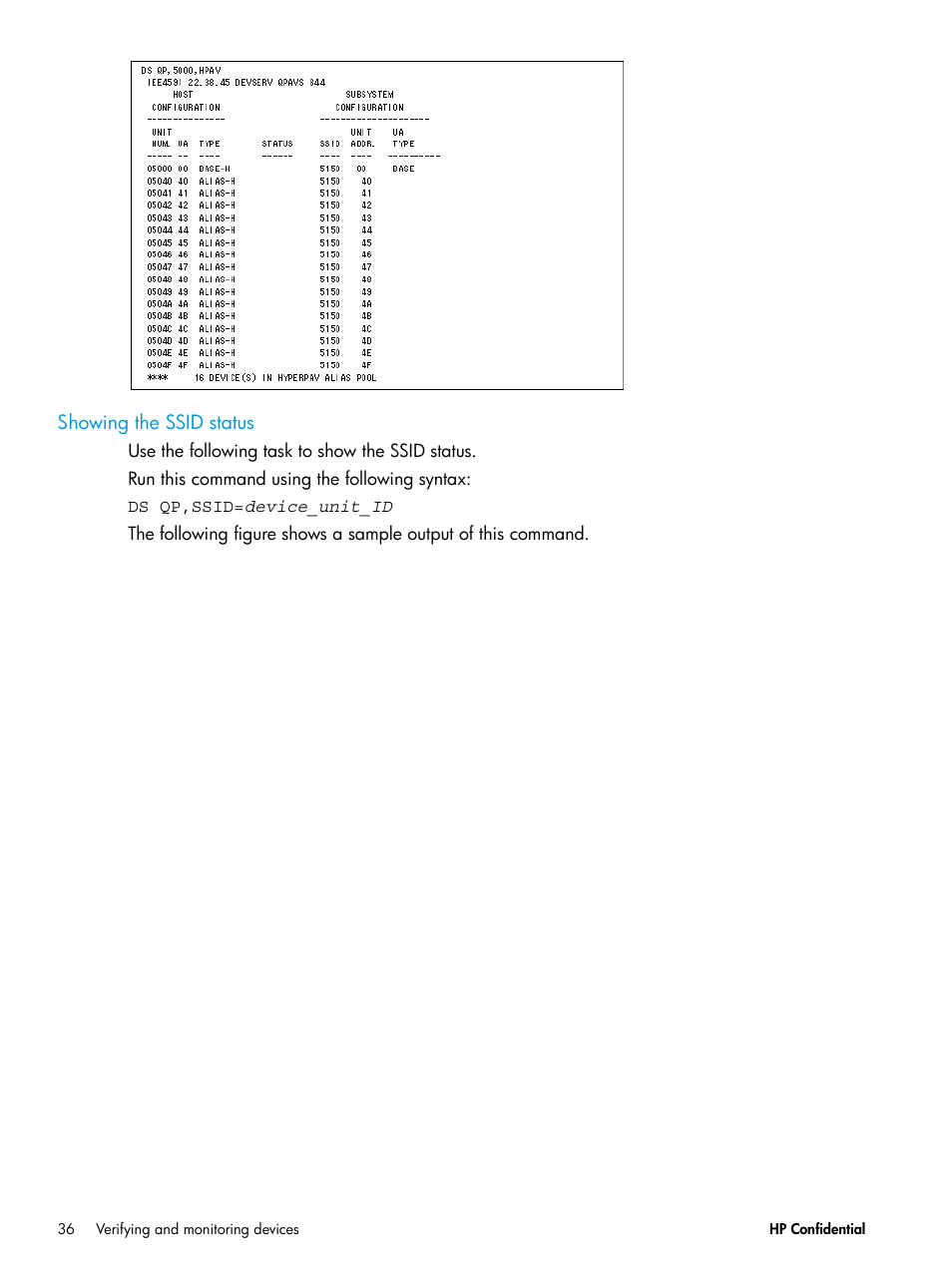 Showing the ssid status | HP XP7 Storage User Manual | Page 36 / 53