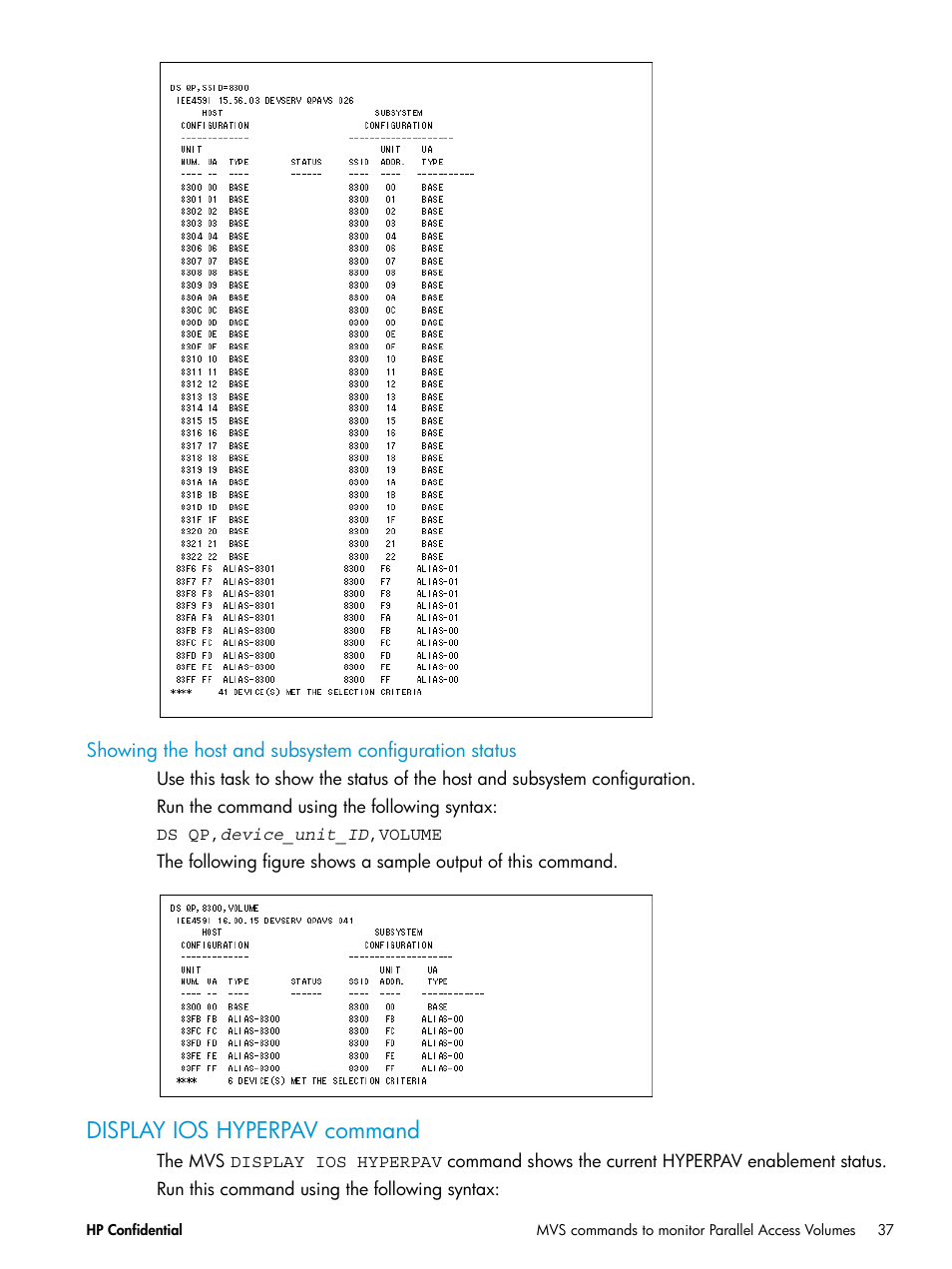 Display ios hyperpav command | HP XP7 Storage User Manual | Page 37 / 53