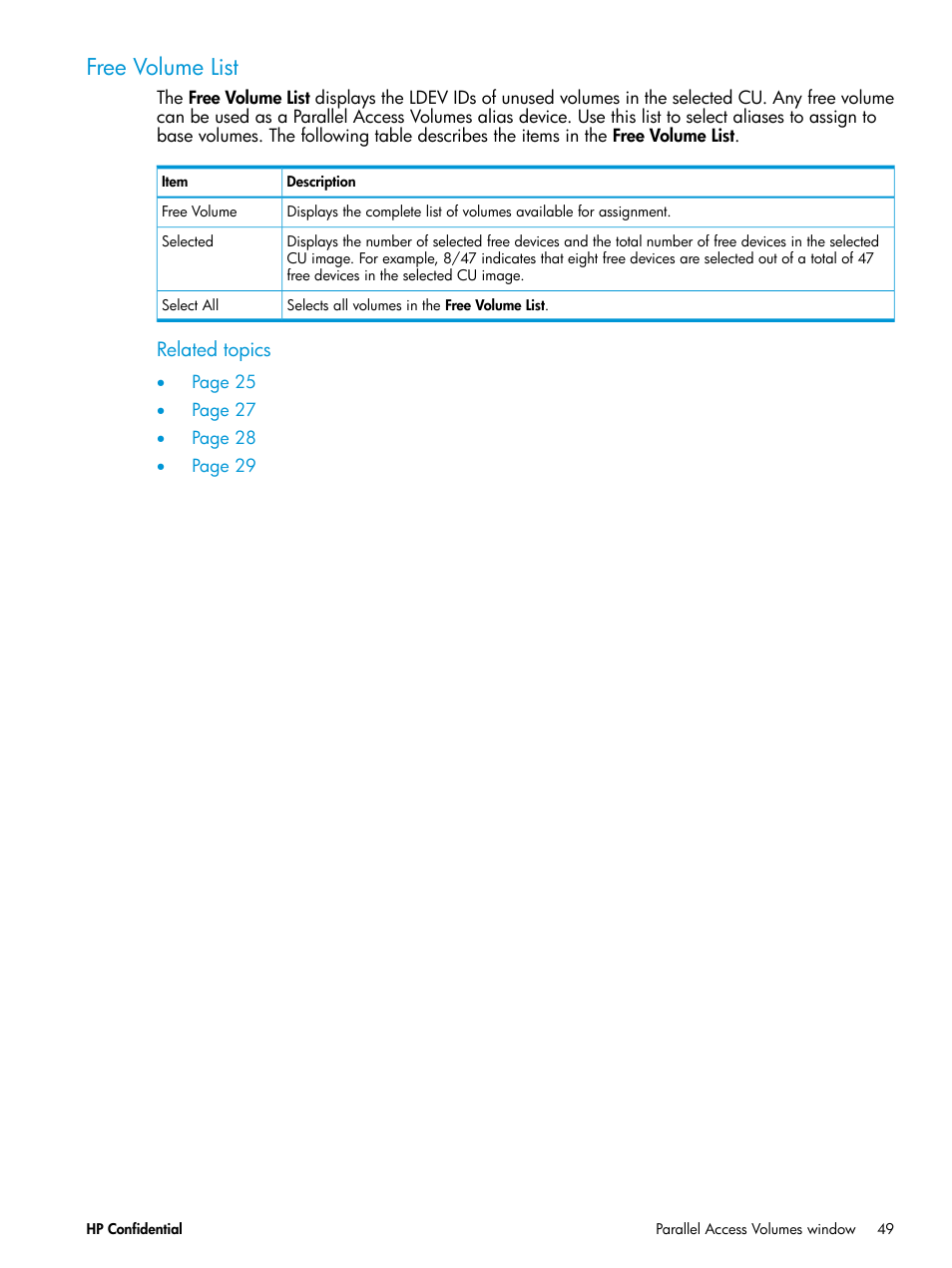Free volume list | HP XP7 Storage User Manual | Page 49 / 53