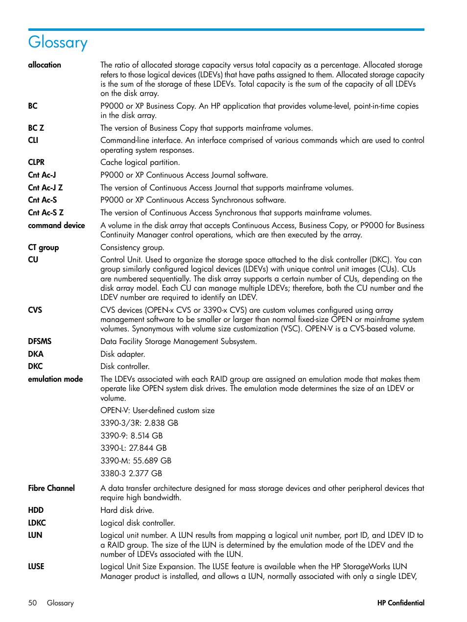 Glossary | HP XP7 Storage User Manual | Page 50 / 53