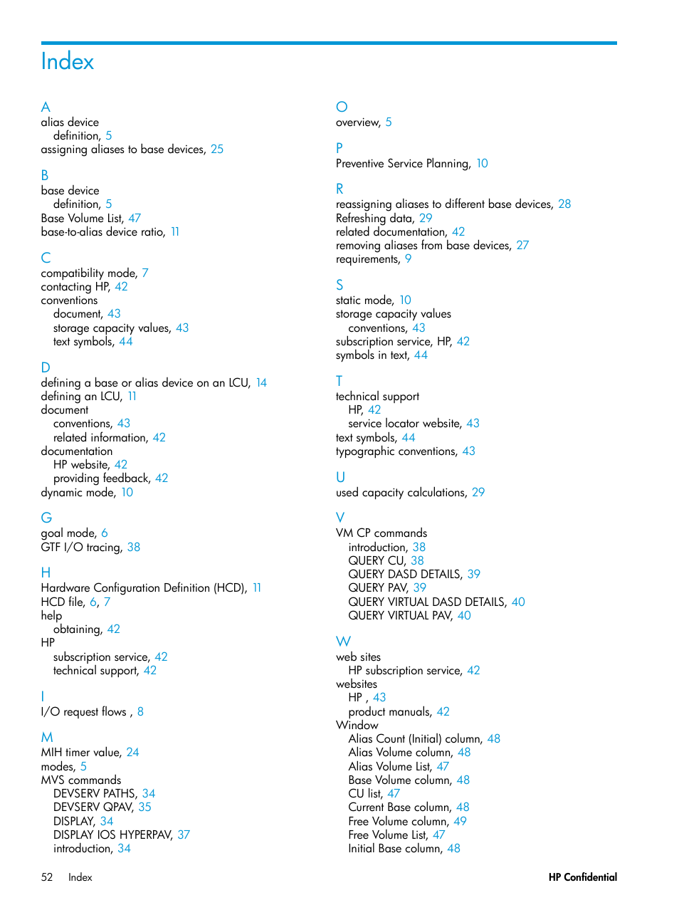 Index | HP XP7 Storage User Manual | Page 52 / 53