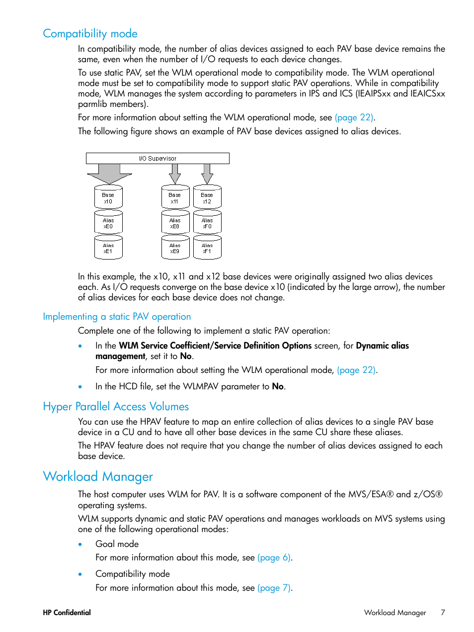 Compatibility mode, Implementing a static pav operation, Hyper parallel access volumes | Workload manager | HP XP7 Storage User Manual | Page 7 / 53