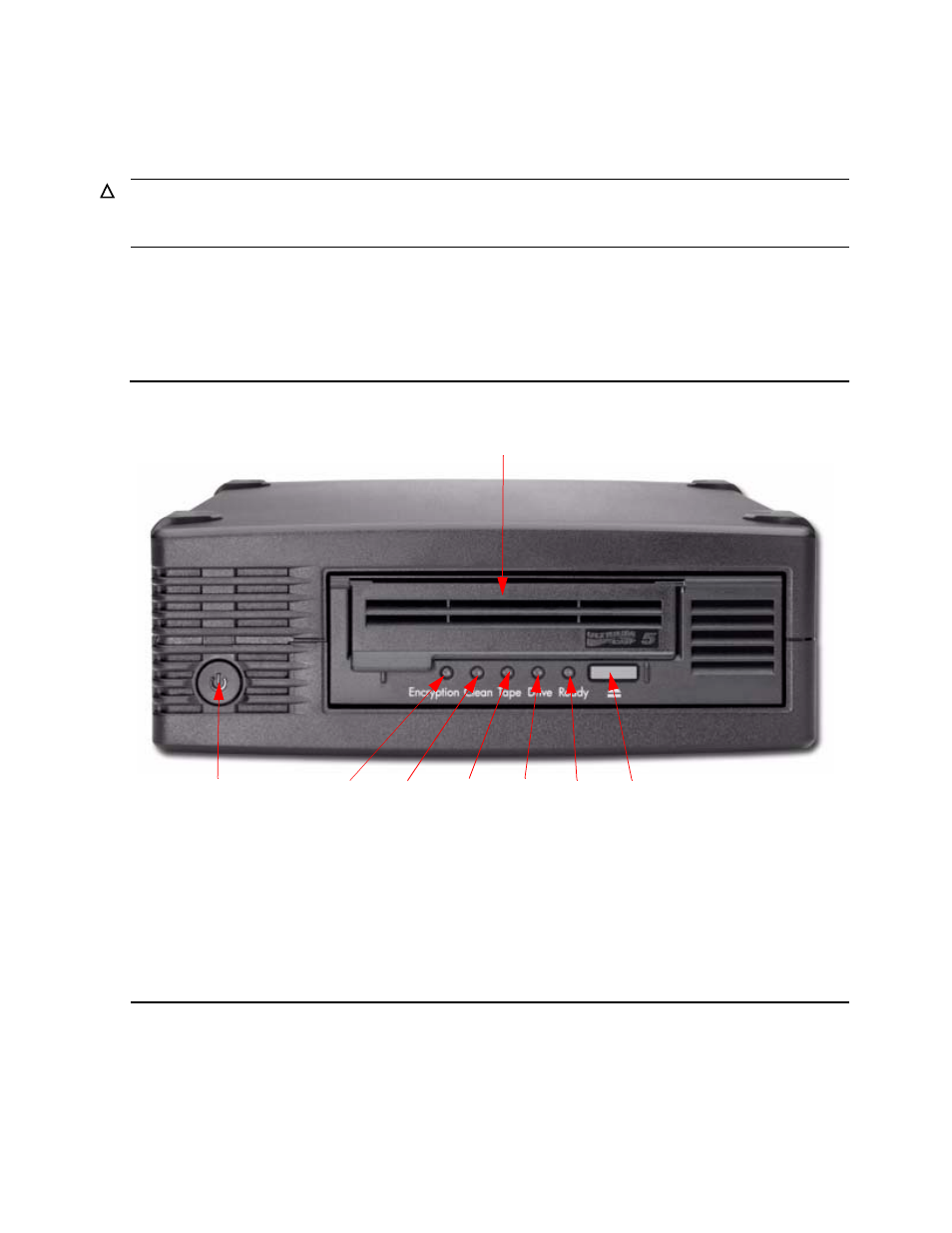 Understanding led sequences, Figure 5-1, Front view of tape drive | HP Integrity NonStop H-Series User Manual | Page 26 / 38