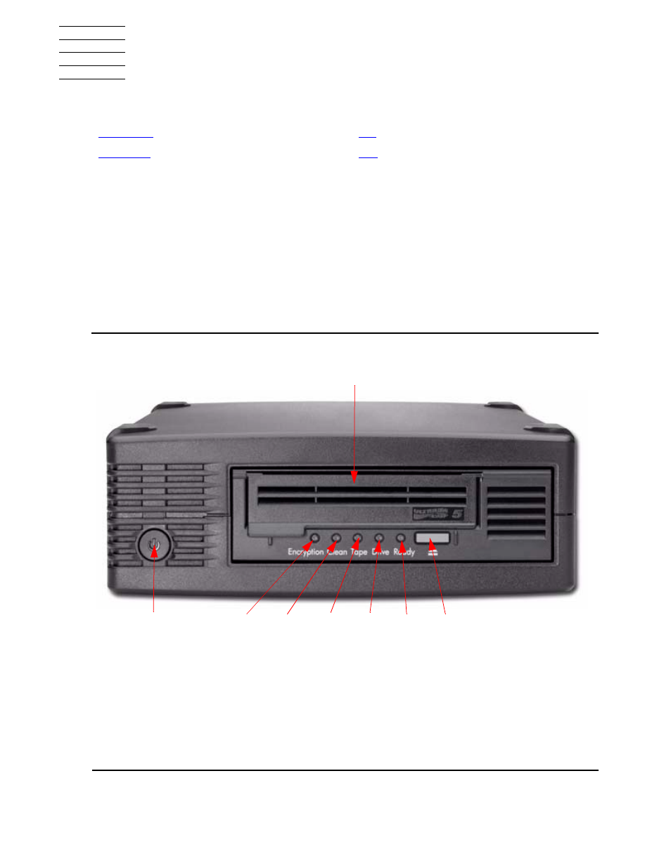 1 overview and features, Overview, Overview and features | Figure 1-1, Front view of tape drive | HP Integrity NonStop H-Series User Manual | Page 7 / 38