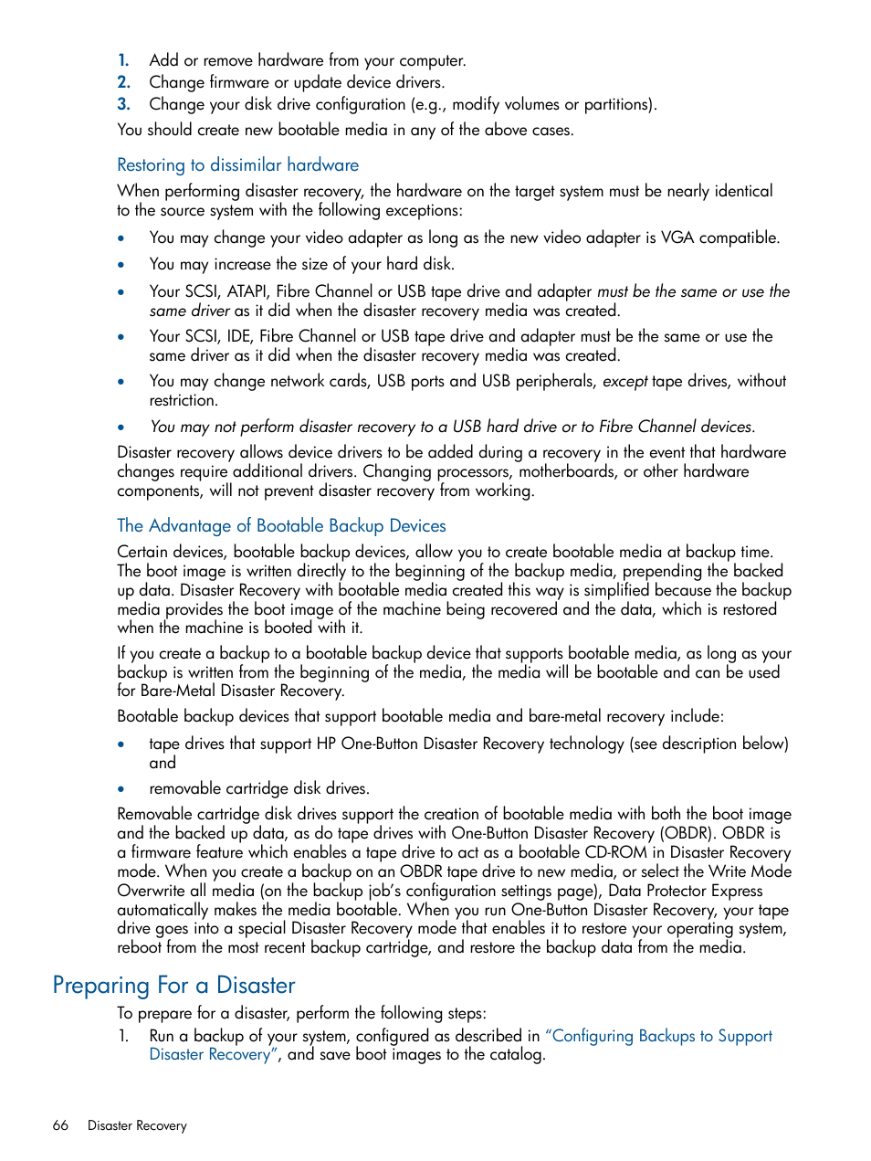 Preparing for a disaster | HP Data Protector Express Basic-Software User Manual | Page 66 / 83