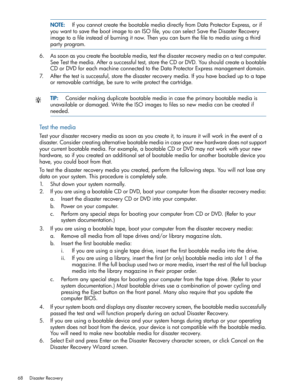 Test the media | HP Data Protector Express Basic-Software User Manual | Page 68 / 83