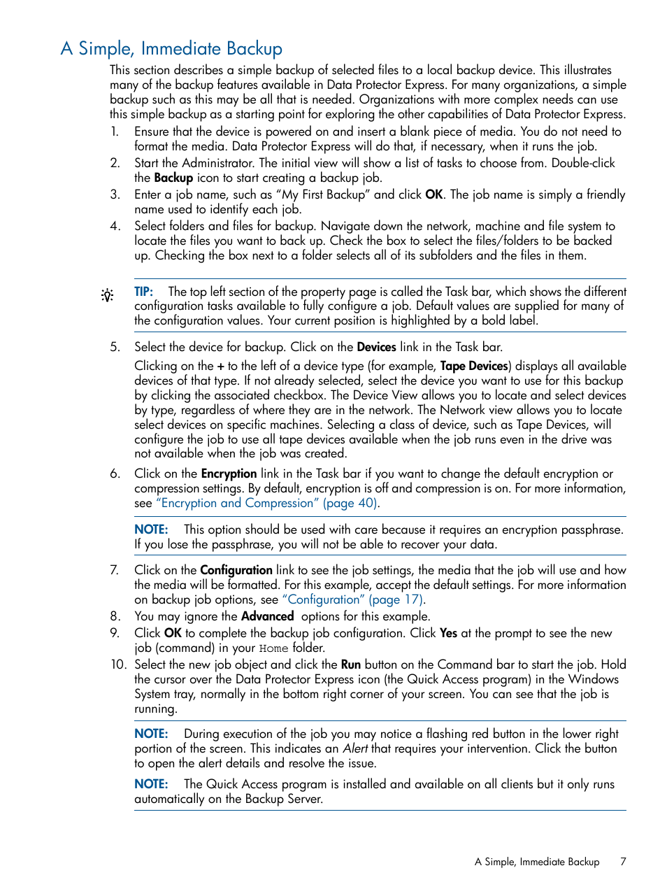 A simple, immediate backup | HP Data Protector Express Basic-Software User Manual | Page 7 / 83