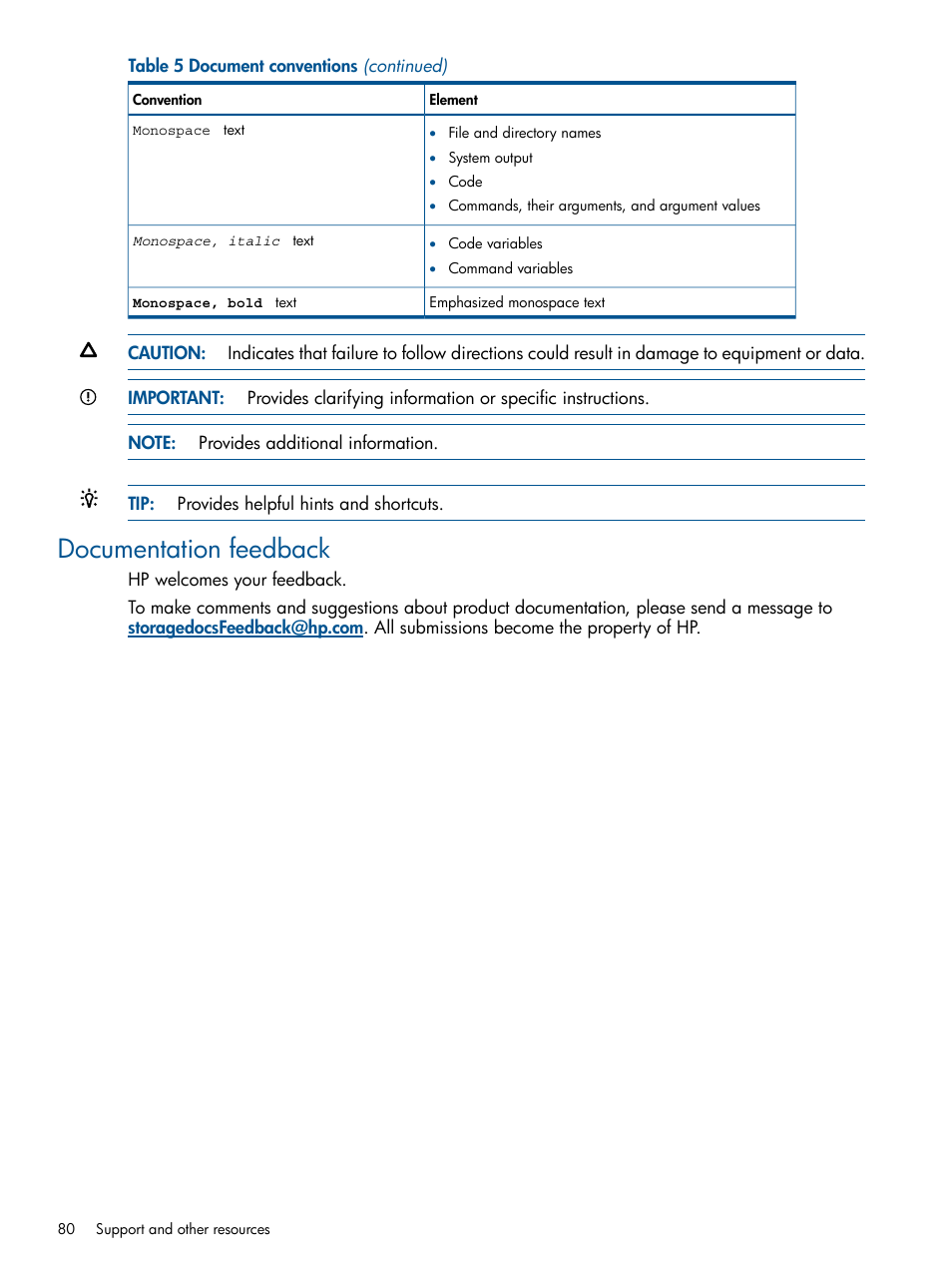 Documentation feedback | HP Data Protector Express Basic-Software User Manual | Page 80 / 83