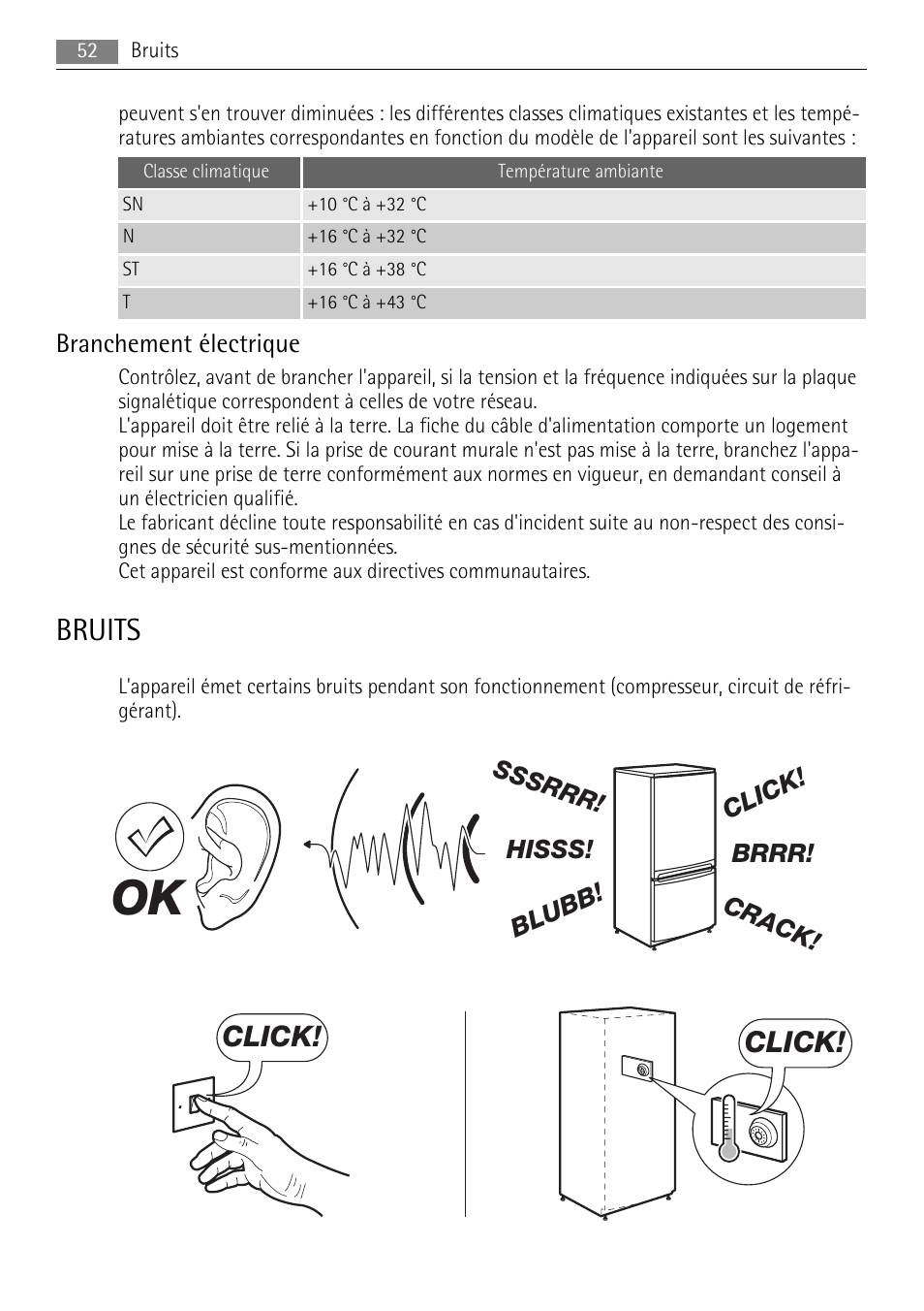 Bruits, Click | AEG SKS68800F0 User Manual | Page 52 / 76