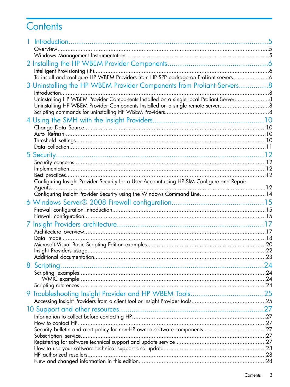 HP Insight Management WBEM Providers User Manual | Page 3 / 33