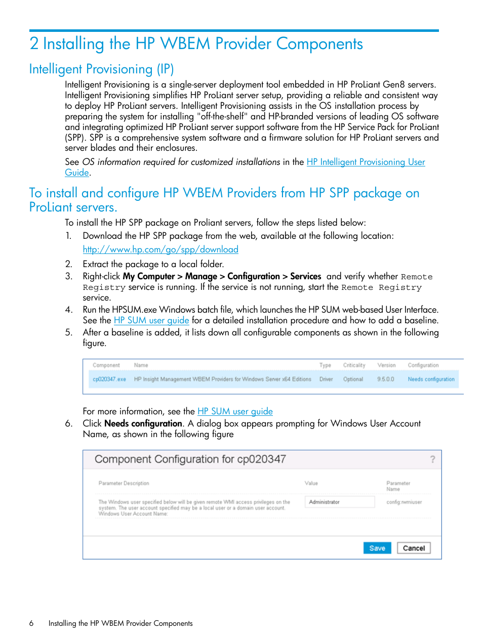 2 installing the hp wbem provider components, Intelligent provisioning (ip) | HP Insight Management WBEM Providers User Manual | Page 6 / 33