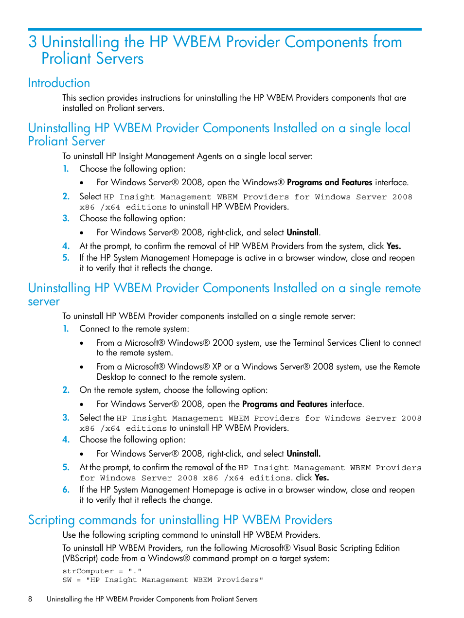 Introduction | HP Insight Management WBEM Providers User Manual | Page 8 / 33