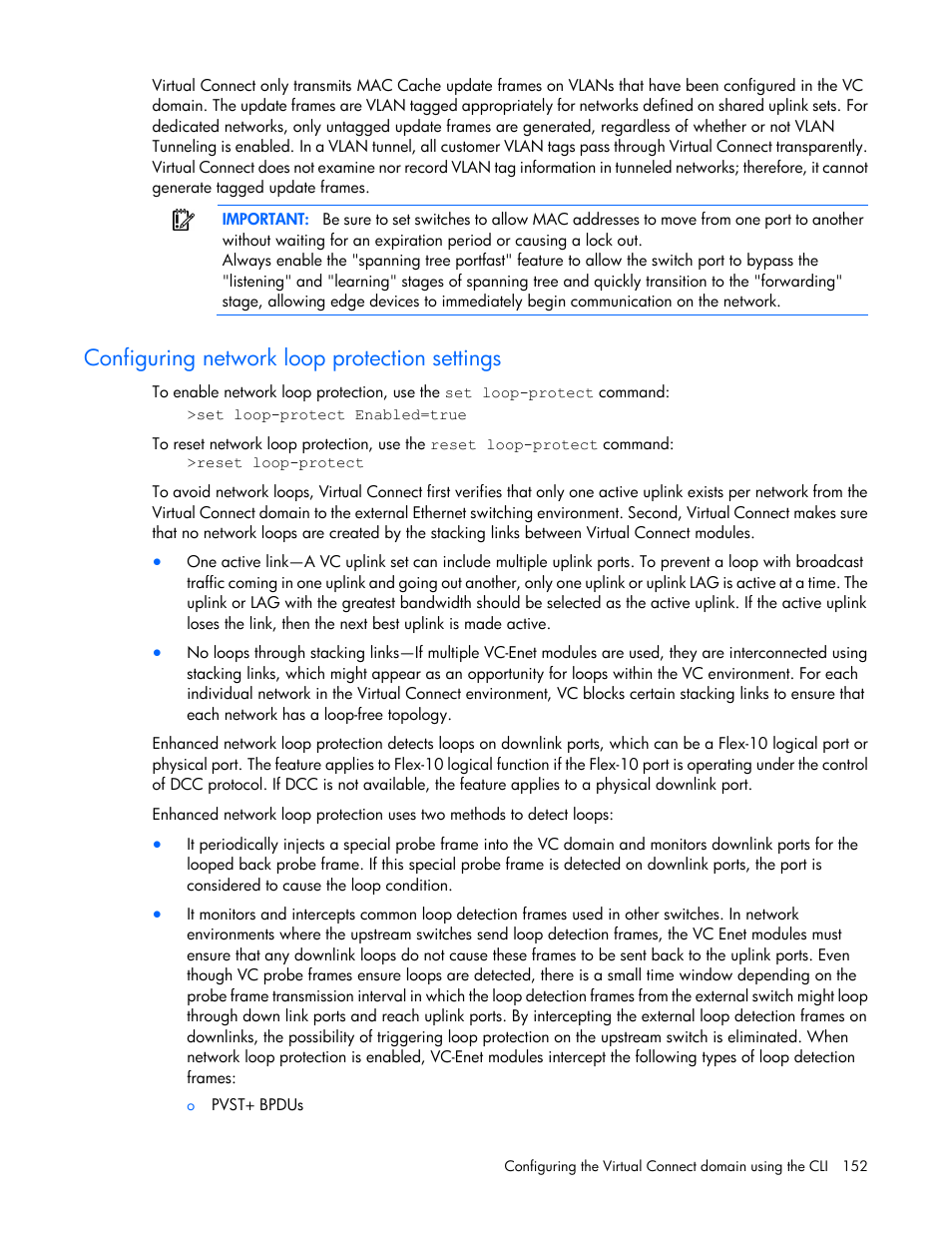 Configuring network loop protection settings | HP Virtual Connect 4Gb Fibre Channel Module for c-Class BladeSystem User Manual | Page 152 / 172