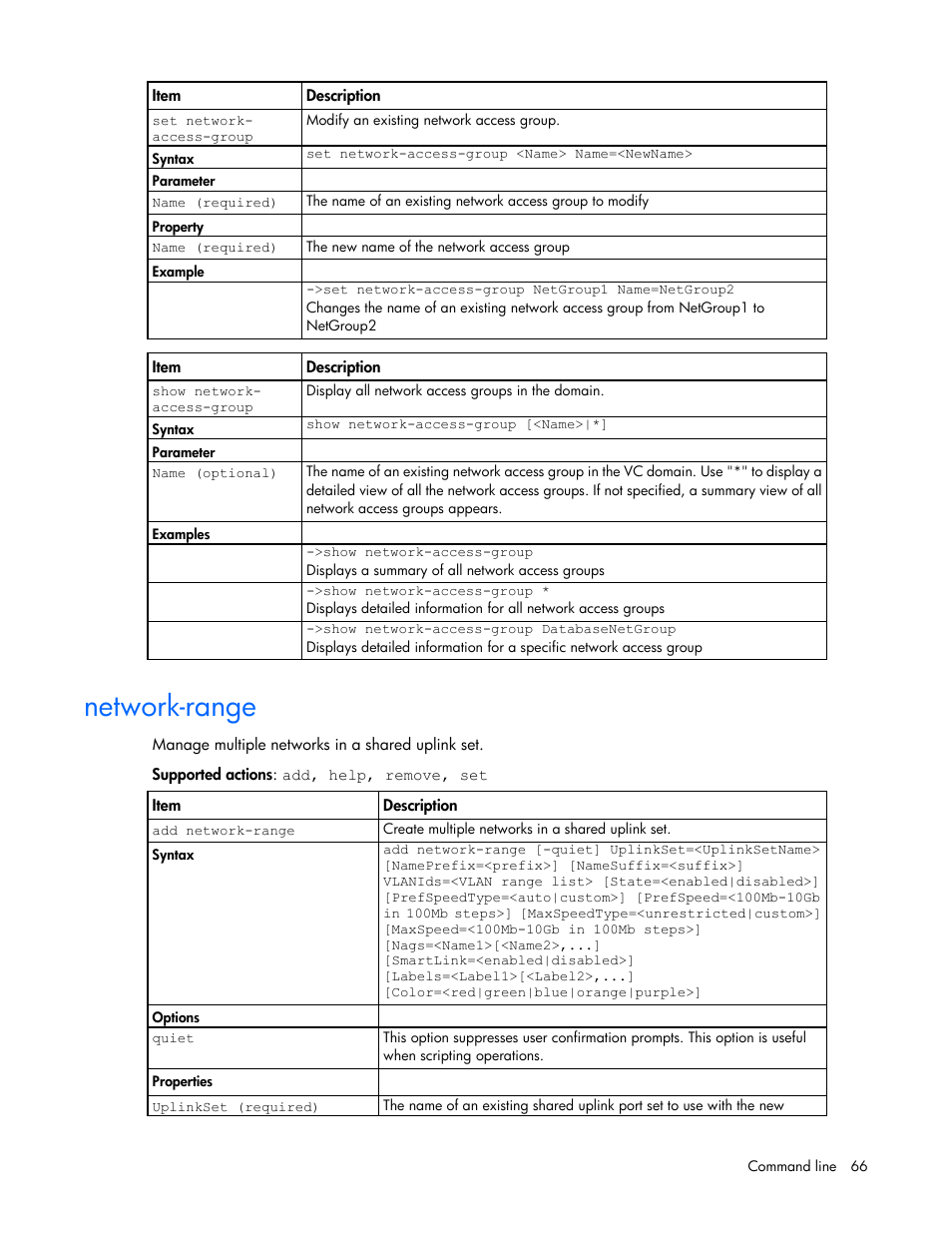 Network-range | HP Virtual Connect 4Gb Fibre Channel Module for c-Class BladeSystem User Manual | Page 66 / 172