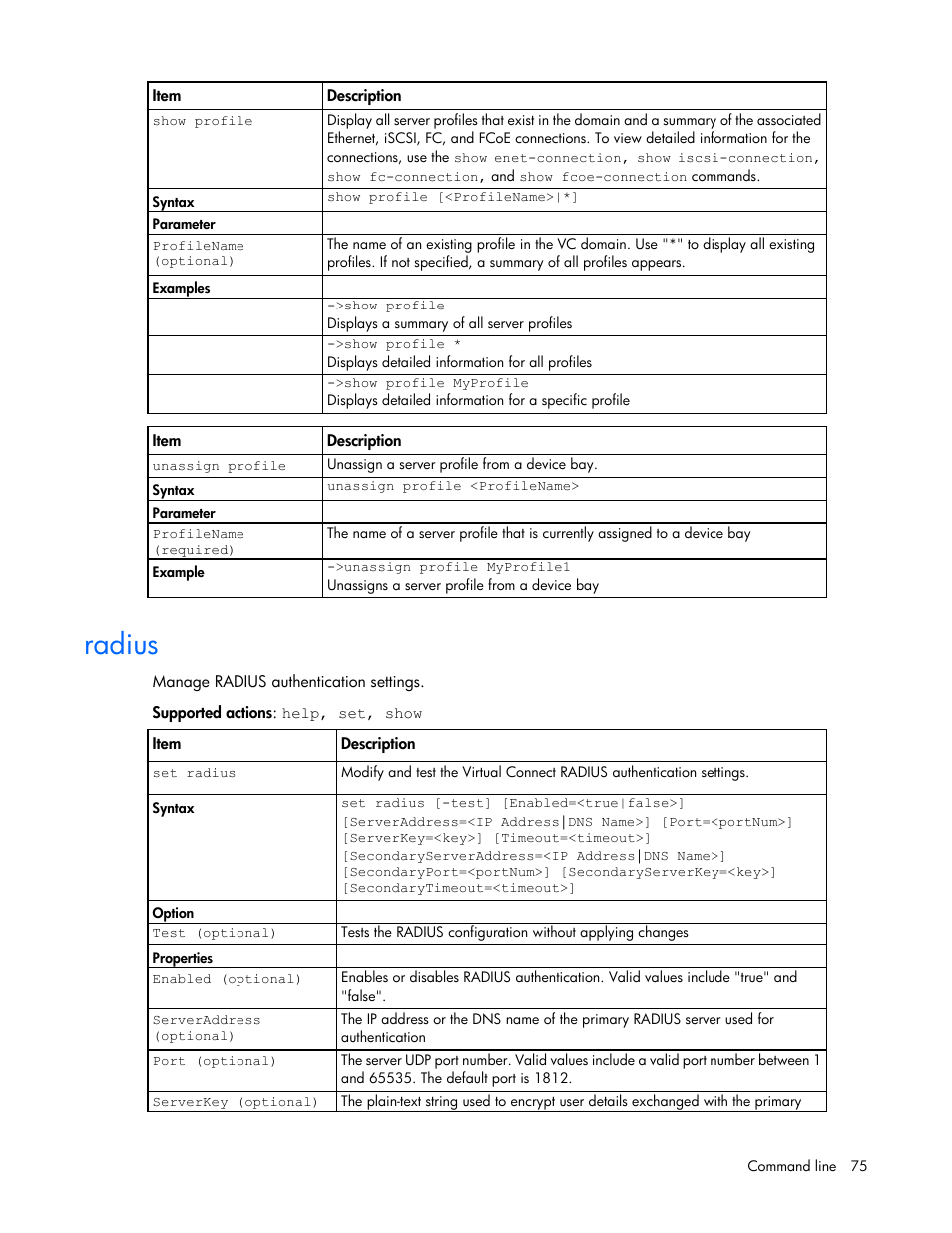 Radius | HP Virtual Connect 4Gb Fibre Channel Module for c-Class BladeSystem User Manual | Page 75 / 172