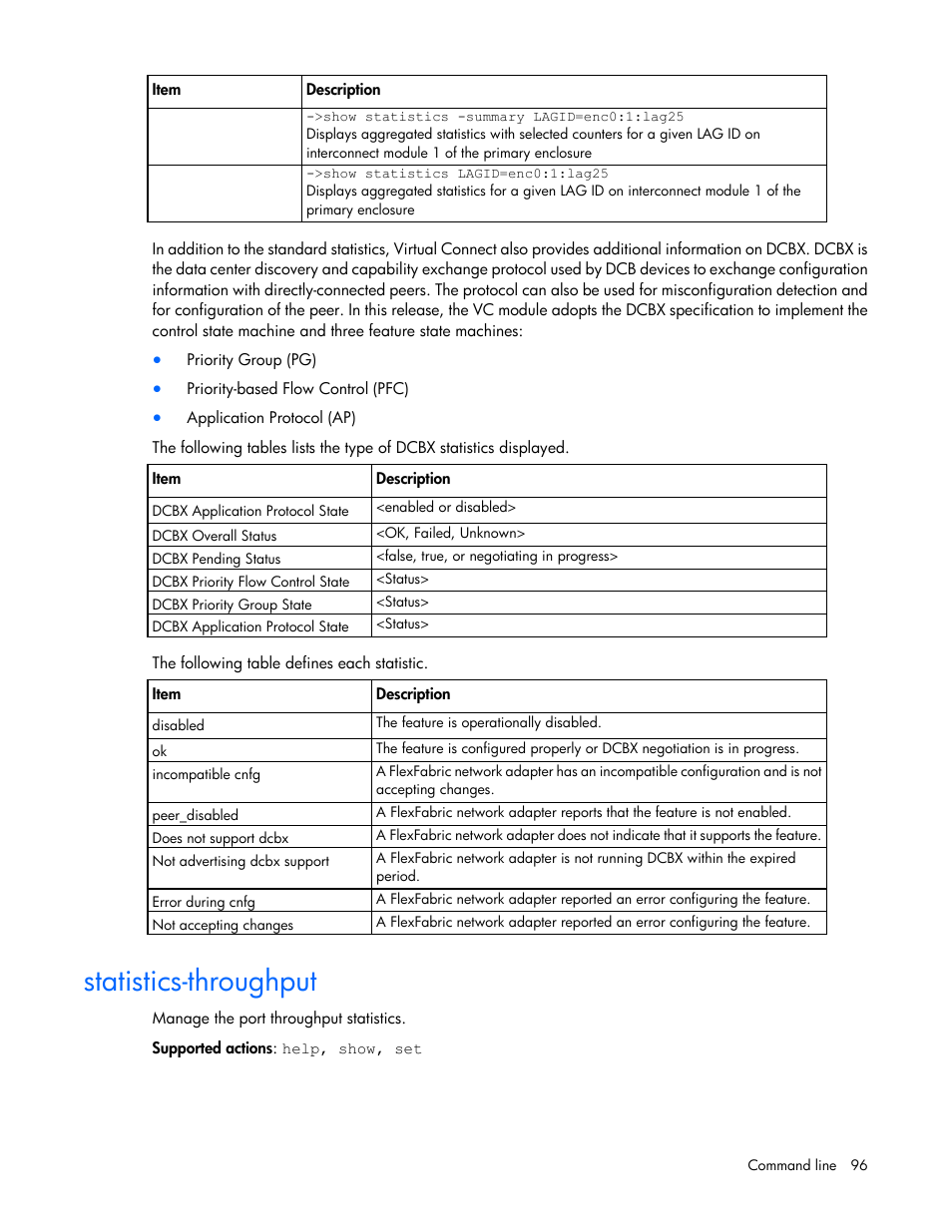 Statistics-throughput | HP Virtual Connect 4Gb Fibre Channel Module for c-Class BladeSystem User Manual | Page 96 / 172