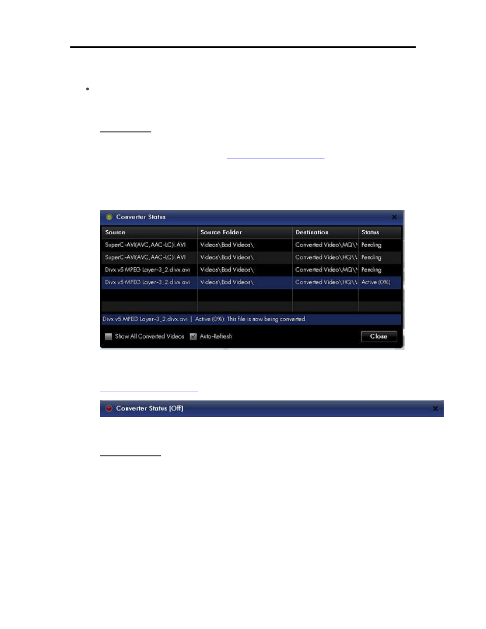 Status link, Videos panel | HP EX490 MediaSmart Server User Manual | Page 153 / 331