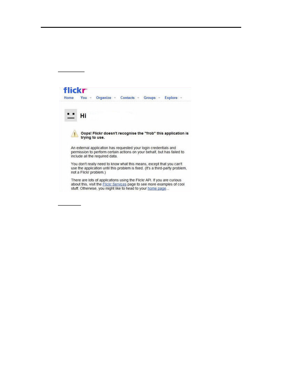 Troubleshooting hp photo publisher, Photo publisher, flickr “frob” error, Troubleshooting hp photo publisher 175 | HP EX490 MediaSmart Server User Manual | Page 181 / 331