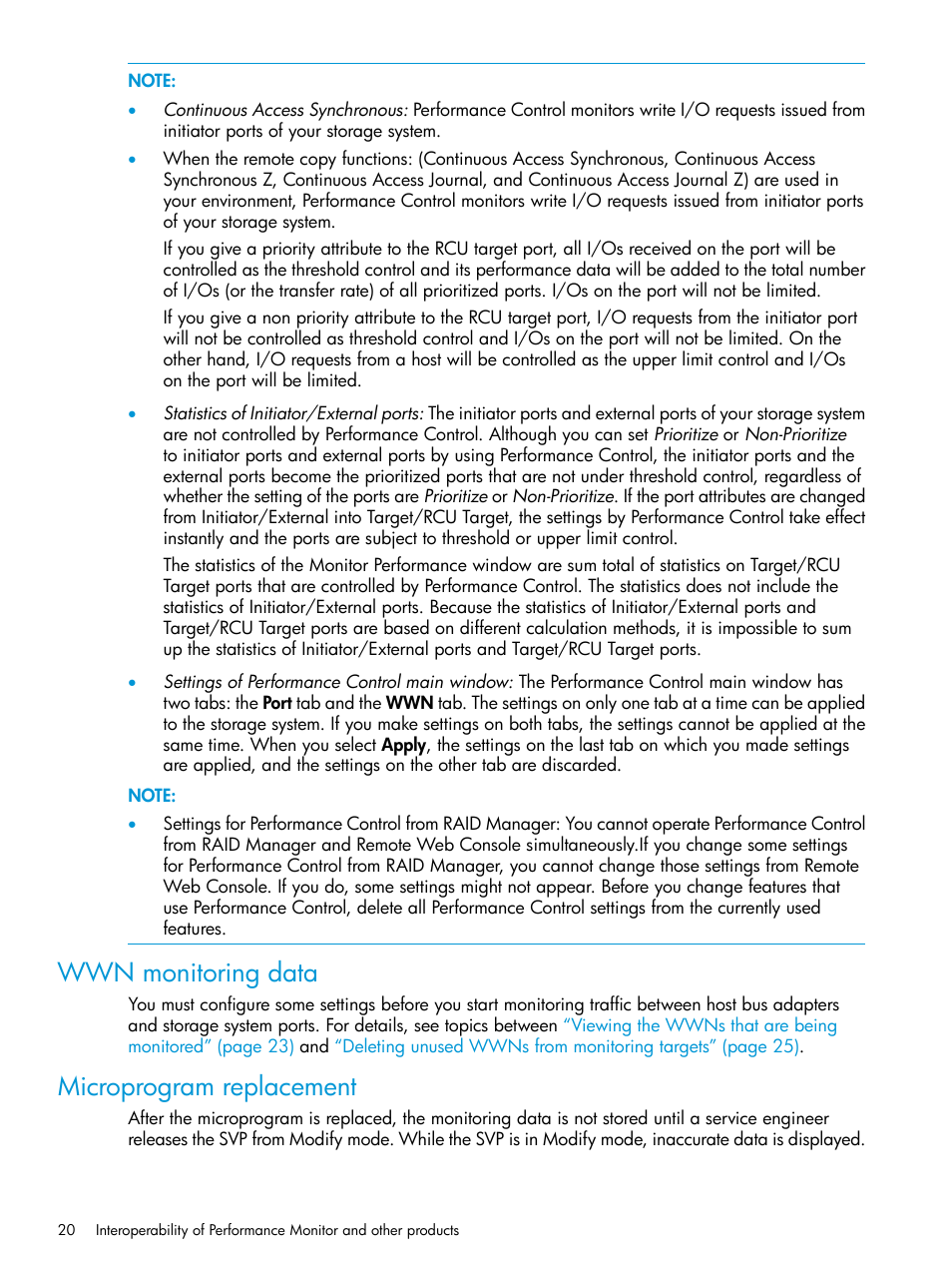 Wwn monitoring data, Microprogram replacement, Wwn monitoring data microprogram replacement | HP XP P9000 for Compatible High Perf FICON Connectivity Software User Manual | Page 20 / 205