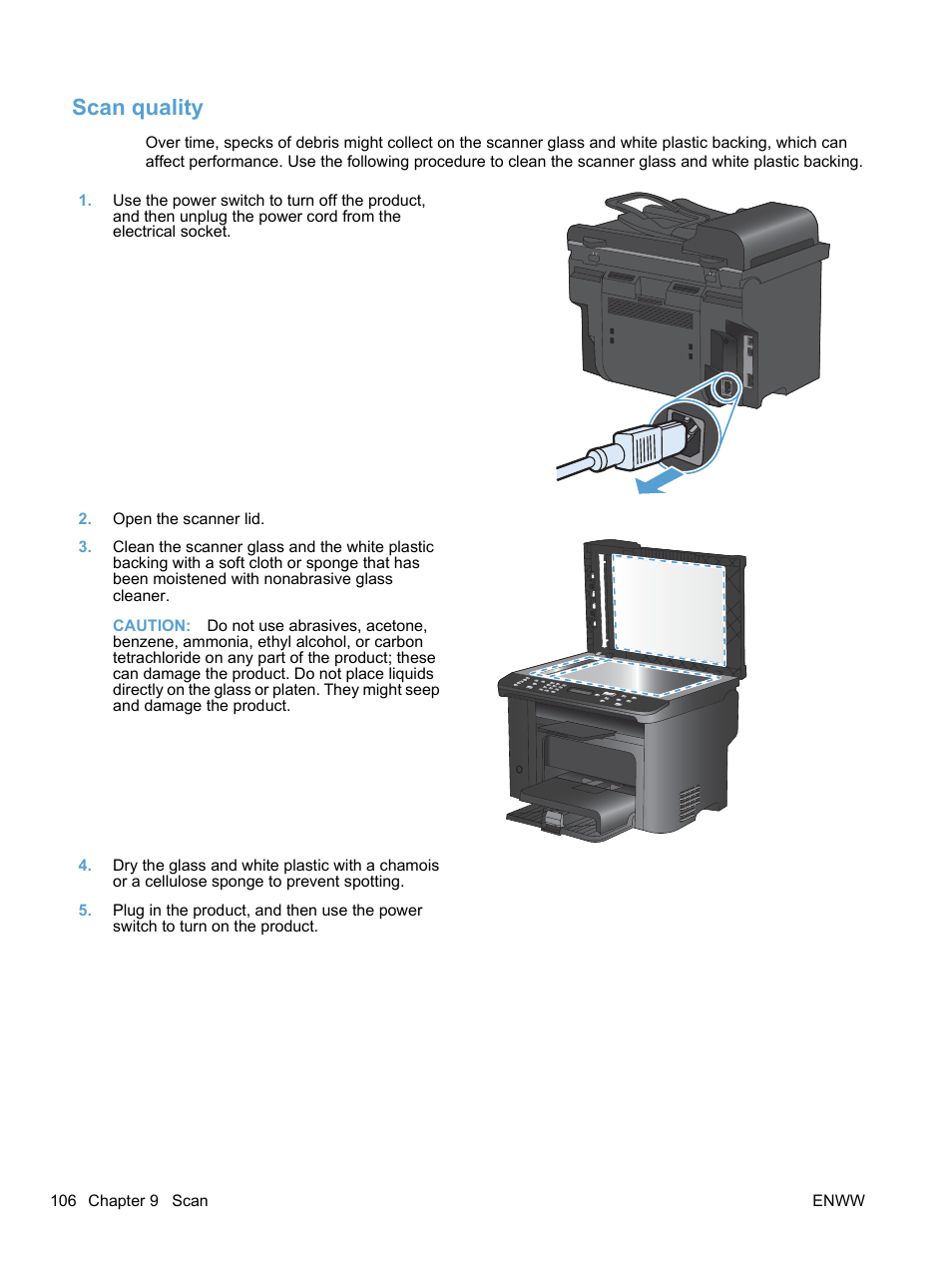 Scan quality | HP LaserJet Pro M1536dnf MFP SERIES User Manual | Page 120 / 286