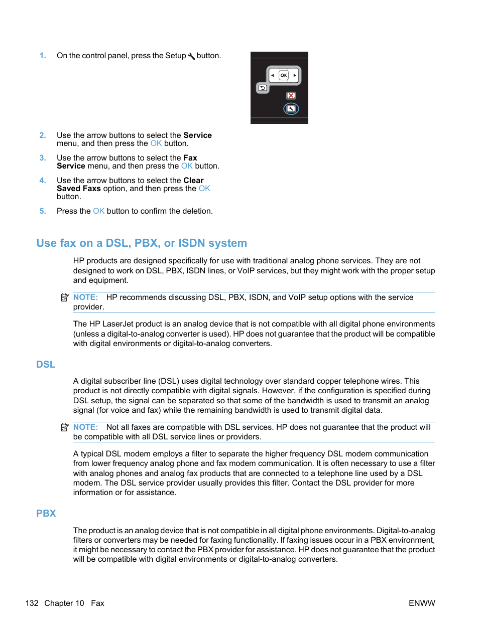Use fax on a dsl, pbx, or isdn system | HP LaserJet Pro M1536dnf MFP SERIES User Manual | Page 146 / 286