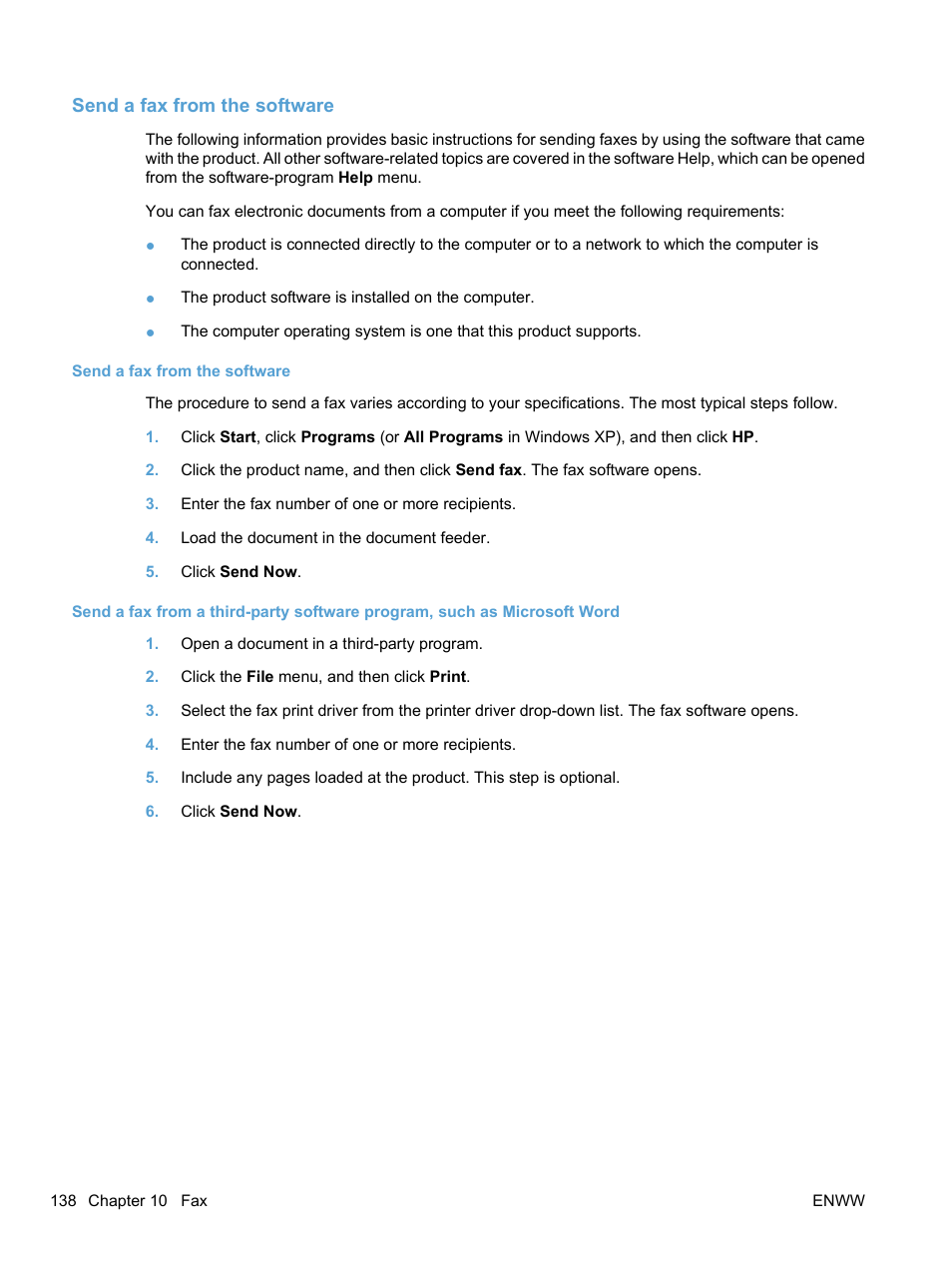 Send a fax from the software | HP LaserJet Pro M1536dnf MFP SERIES User Manual | Page 152 / 286