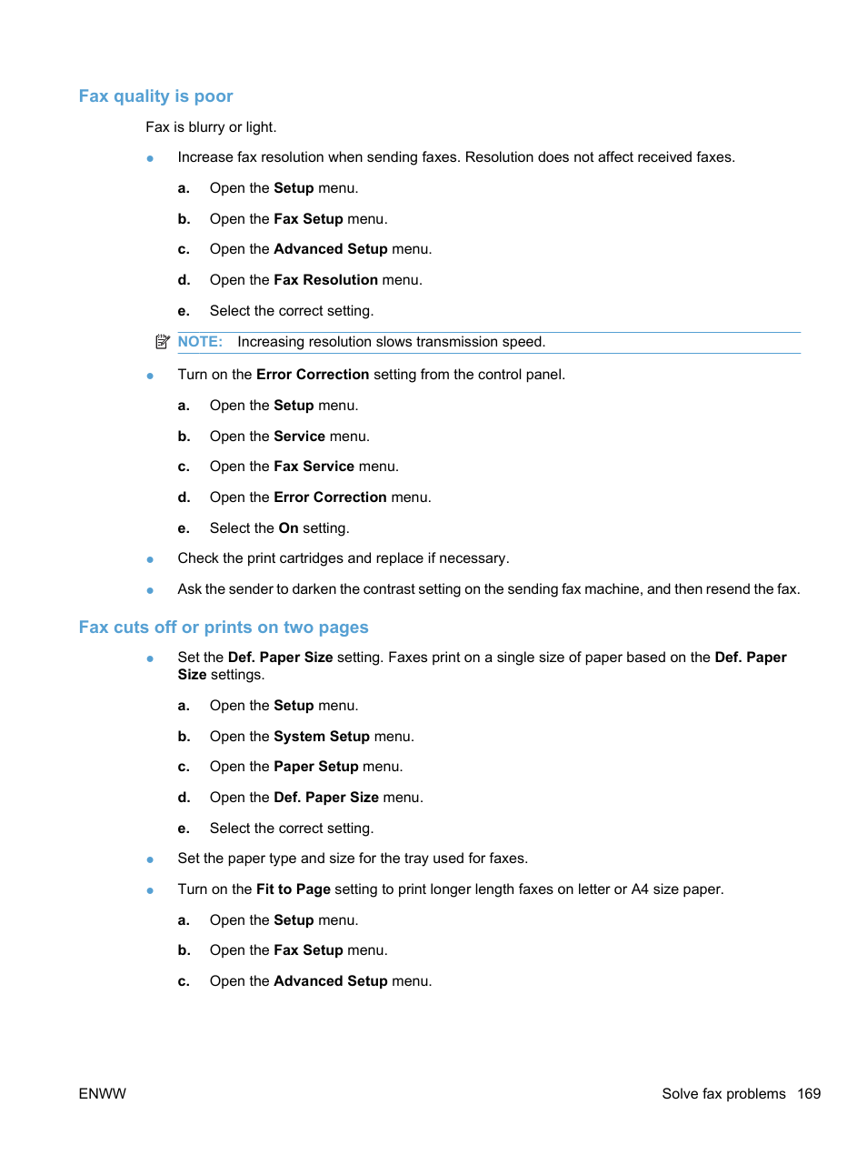 Fax quality is poor | HP LaserJet Pro M1536dnf MFP SERIES User Manual | Page 183 / 286