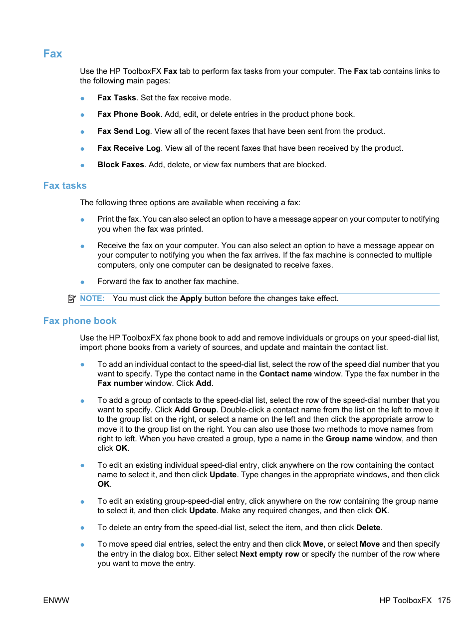 Fax tasks, Fax phone book | HP LaserJet Pro M1536dnf MFP SERIES User Manual | Page 189 / 286