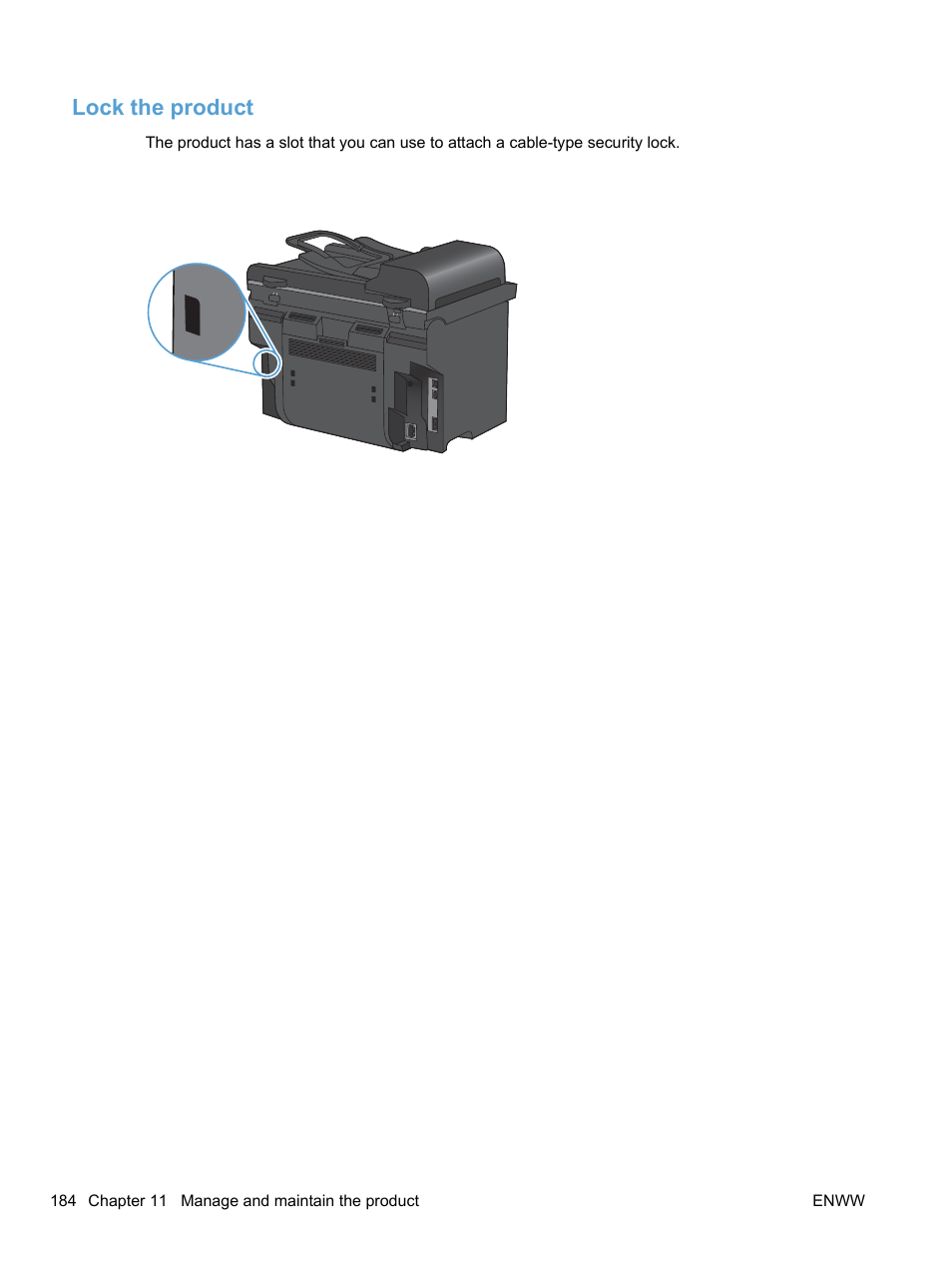 Lock the product | HP LaserJet Pro M1536dnf MFP SERIES User Manual | Page 198 / 286