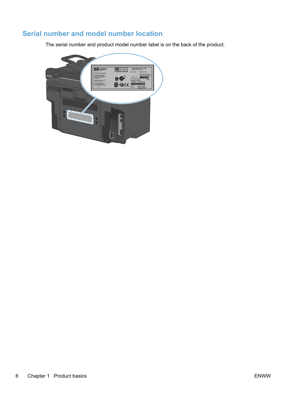 Serial number and model number location | HP LaserJet Pro M1536dnf MFP SERIES User Manual | Page 20 / 286