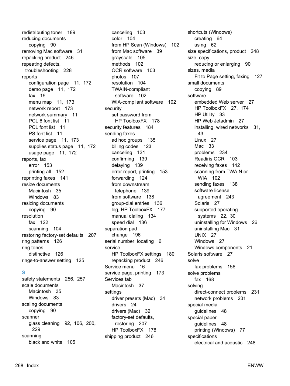 HP LaserJet Pro M1536dnf MFP SERIES User Manual | Page 282 / 286