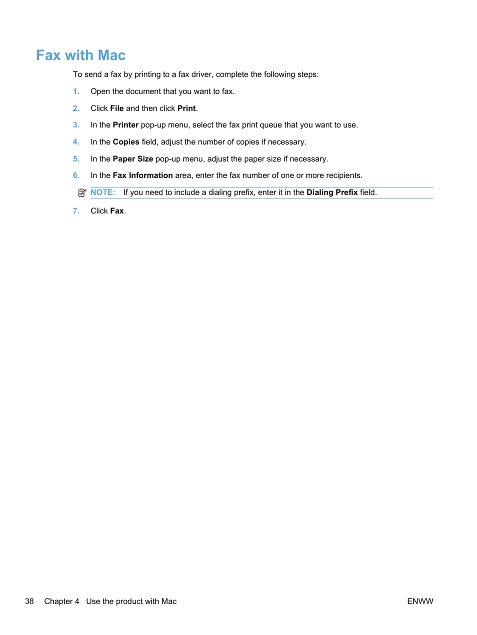 Fax with mac | HP LaserJet Pro M1536dnf MFP SERIES User Manual | Page 52 / 286
